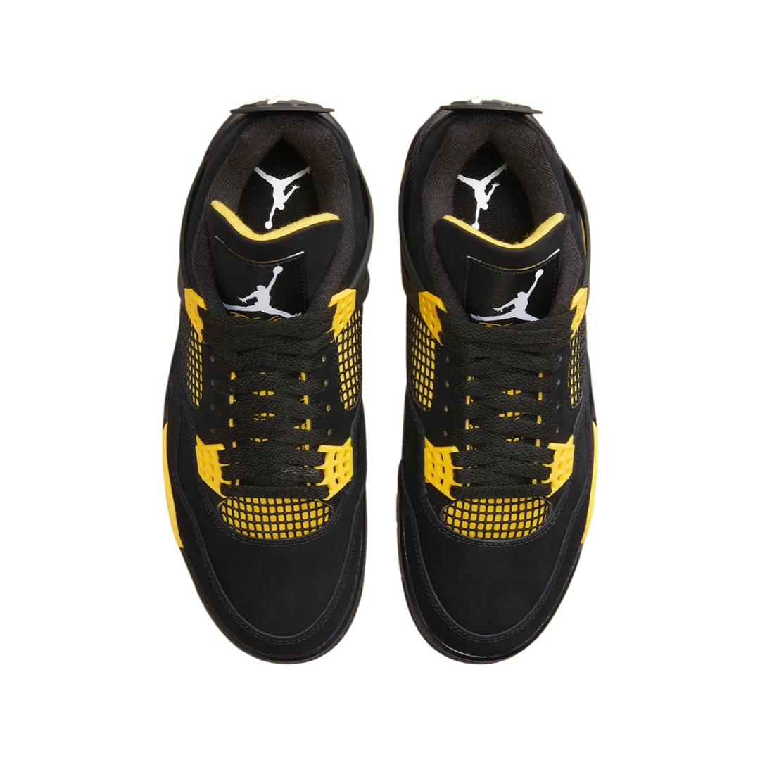 Air Jordan 4 Retro Thunder 2023 Sneakers - Black, White & Tour Yellow Basketball Shoes for Men | Perfect for Streetwear, Gym & Casual Outfits