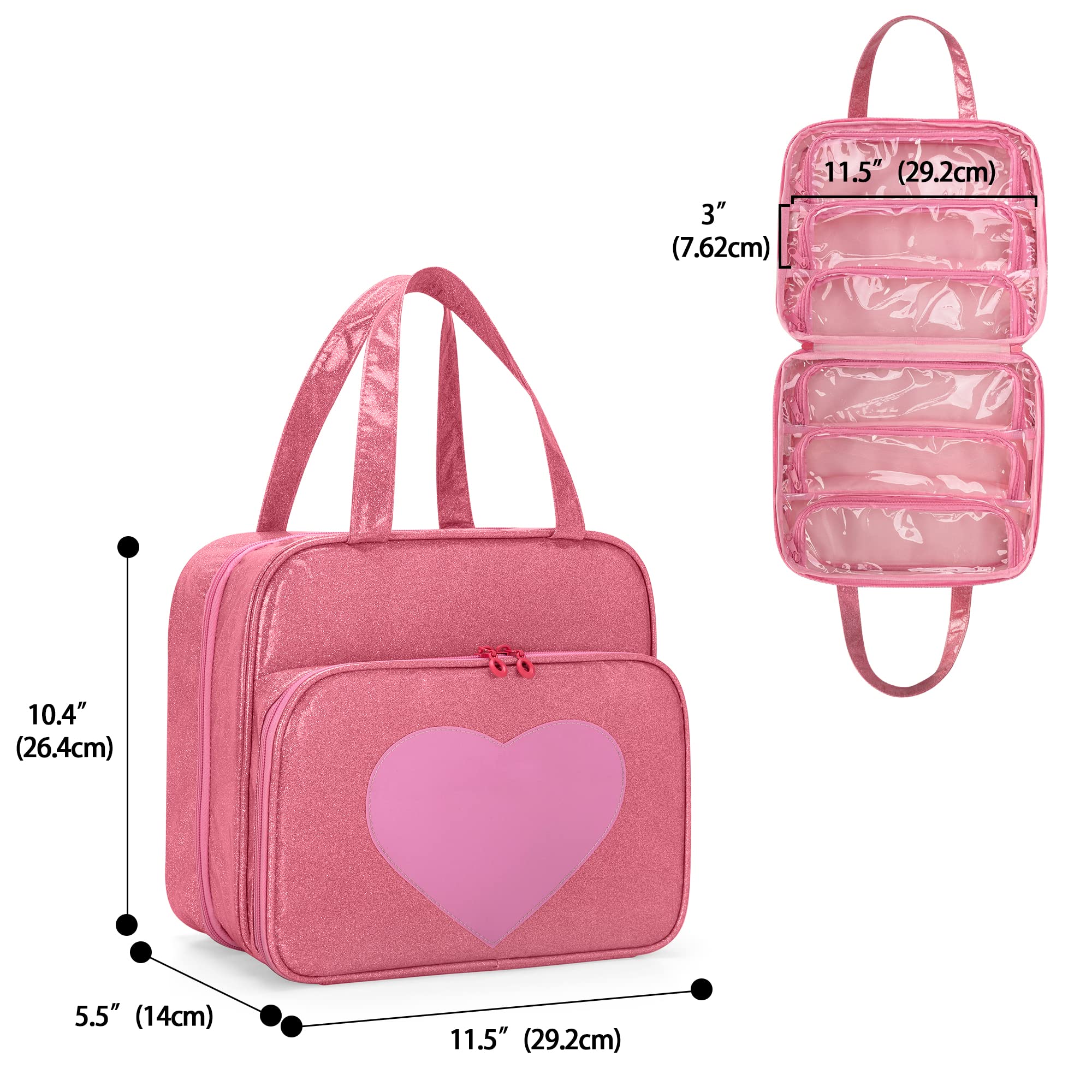 LoDrid Doll Tote Carrying Case for LOL Surprise Dolls - Hanging Organizer Storage Bag with 6 Clear Window Pockets - Pink Patent Design - Perfect for Girls' Toy Organization & Travel