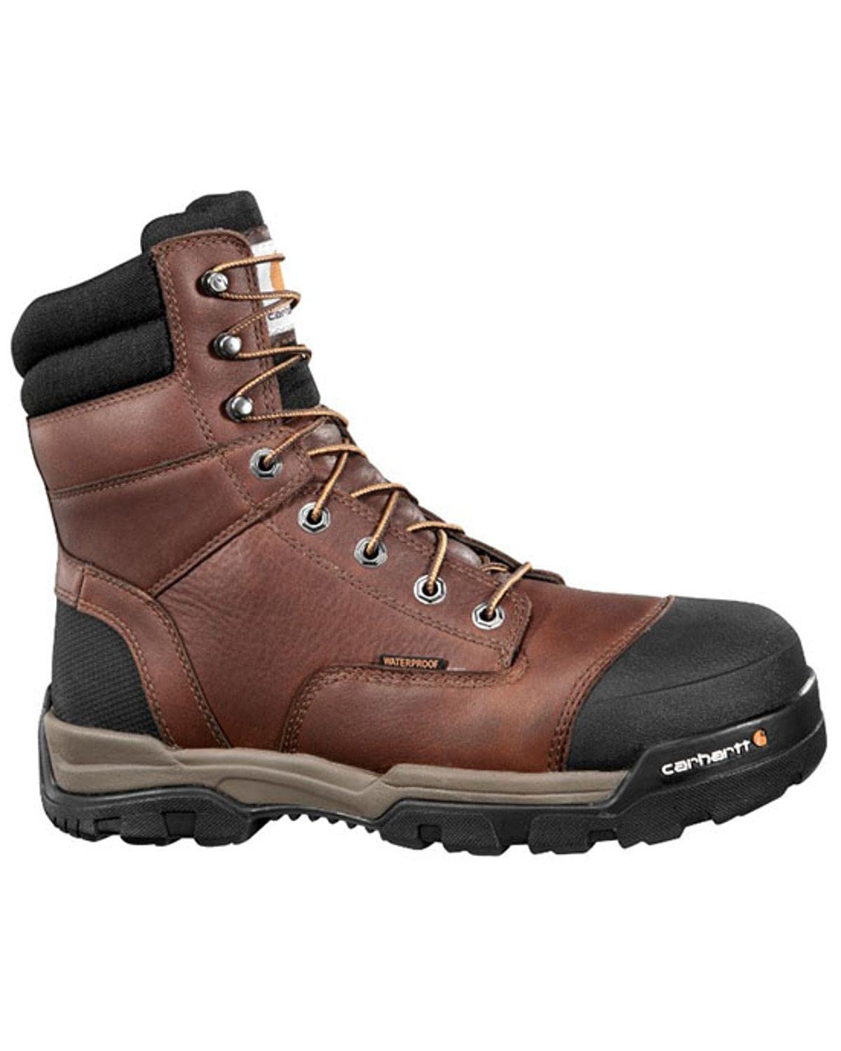 Carhartt Men's 8-Inch Waterproof Steel Toe Work Boots CME8355 - Durable Safety Shoes for Construction, Warehouse & Industrial Work