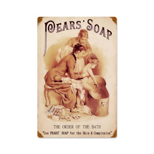 Vintage Pears Soap Metal Sign - 12x18 Inch Retro Wall Decor for Bathroom, Kitchen & Bar - Perfect for Home, Office & Man Cave Decor