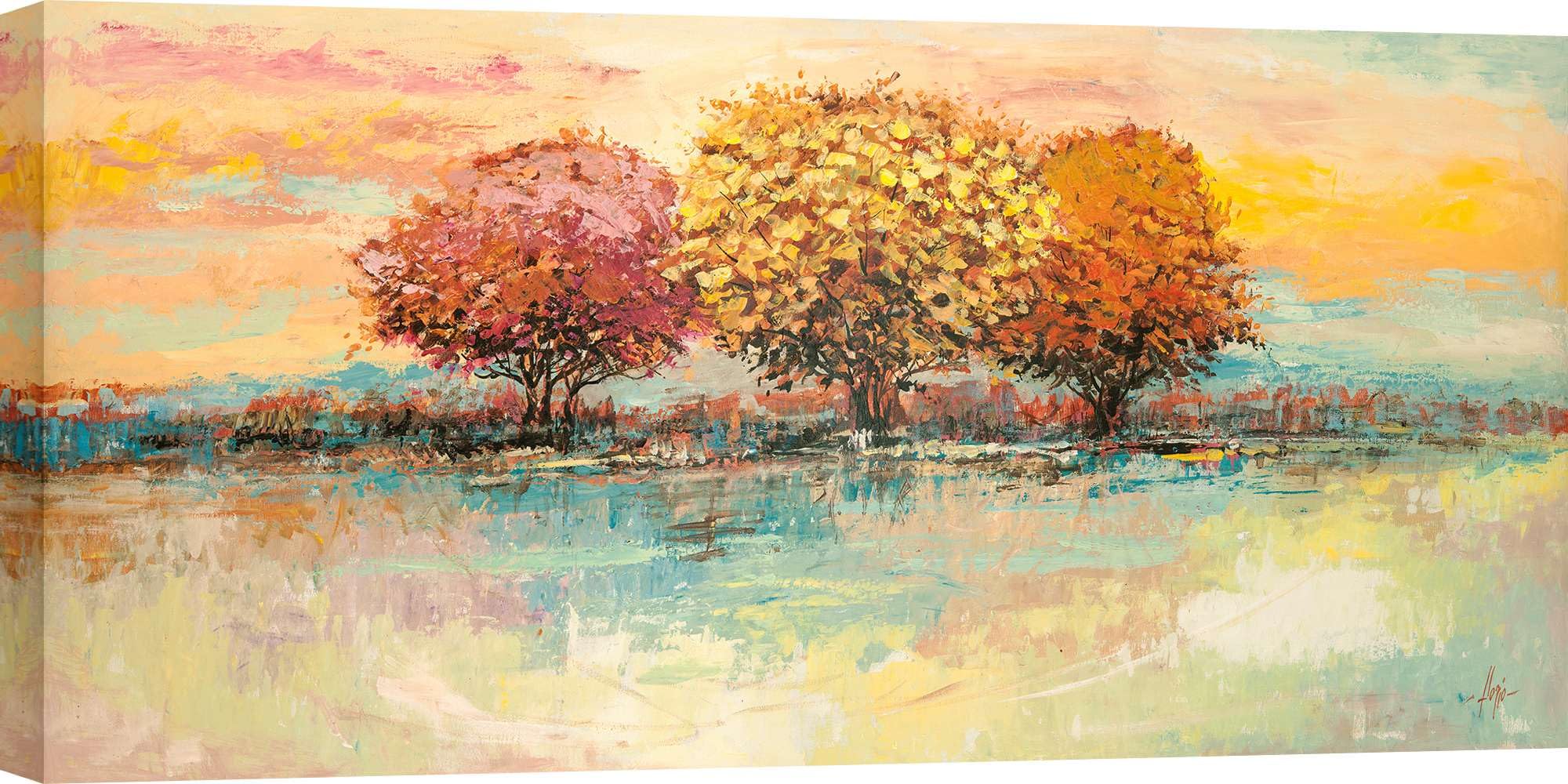 ART PRINT CAFE' – Canvas Tree Painting Print - Luigi Florio 'Morning in the Clearing' - 120x60 cm Wall Art - Perfect for Living Room, Bedroom & Office Decor