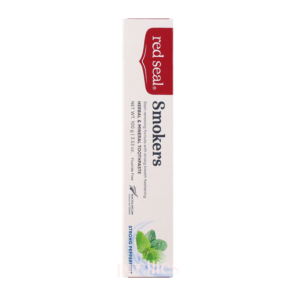 Red Seal Natural Toothpaste for Smokers - 100g Fresh Mint Fluoride-Free Toothpaste for Teeth Whitening & Stain Removal - Perfect for Daily Oral Care & Smokers' Dental Hygiene