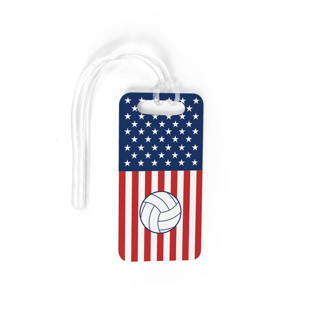 ChalkTalkSPORTS Volleyball Luggage Tag & Bag Tag - USA Volleyball Player Design with Standard Lines on Back - Perfect for Travel, Sports Tournaments & Team Gifts