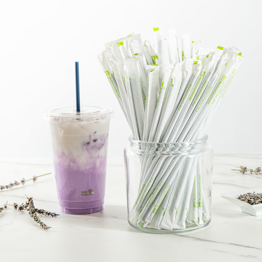 Eco-Friendly Compostable PLA/PBAT Plastic Straws - Midnight Blue, 8 1/4 Inch, 2000 Count Box | Biodegradable Drinking Straws for Parties, Restaurants & Sustainable Living
