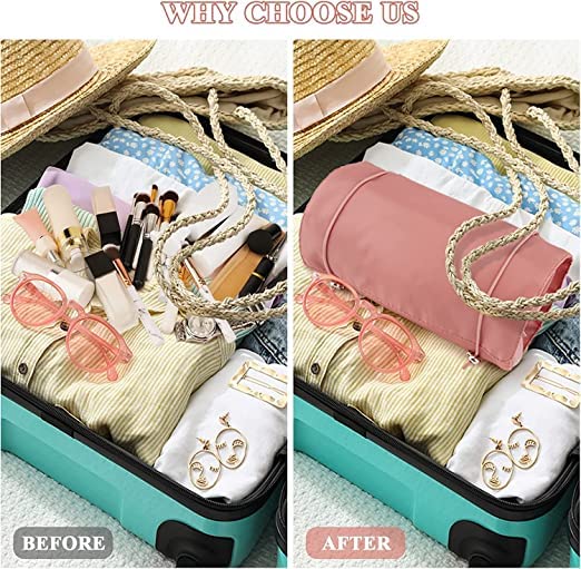 Sajag 4-in-1 Foldable Travel Toiletry Bag with Detachable Makeup Pouch - Waterproof Cosmetic Organizer for Women - Perfect for Lipstick, Brushes & Beauty Essentials - Ideal for Vacation, Business Trips & Gym Use