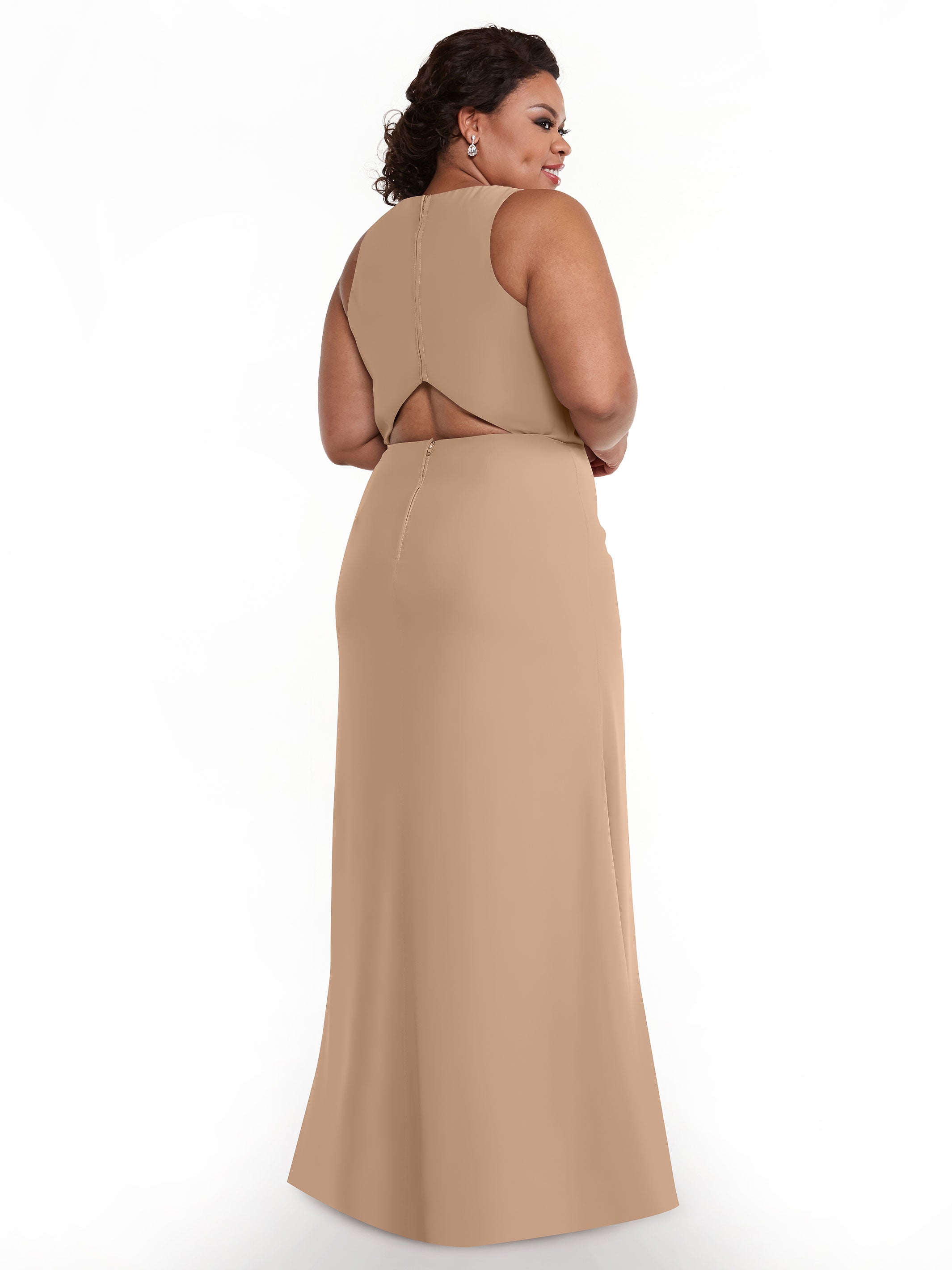 Elegant 80175 Chiffon A-Line Bridesmaid Dress with Plunging Halter Neckline - Perfect for Weddings, Formal Events & Special Occasions