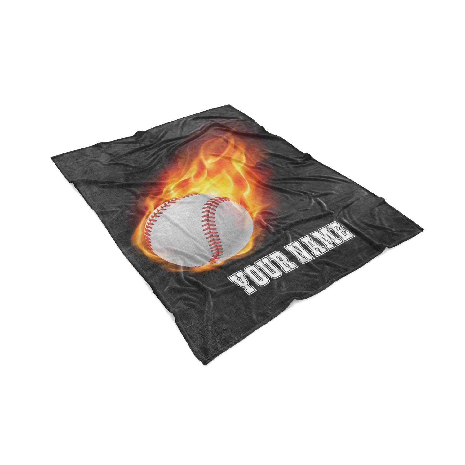 Personalized Custom Baseball Fleece & Sherpa Blanket for Kids - Soft Warm Throw for Tee Ball Players, Travel Games & Training - Perfect for Pitching, Hitting Practice, Catching Equipment & Bases Loaded Pattern - Great for Home, Dugout & Sideline Comfort