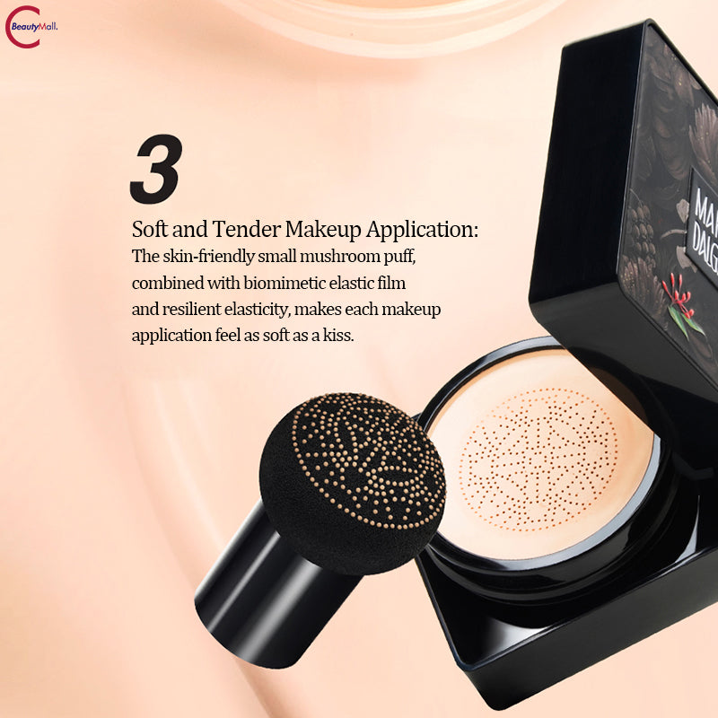 Marie Dalgar Air Cushion Mushroom Moisturizing Foundation - Hydrating BB Cream with SPF, Lightweight & Buildable Coverage for Flawless Skin | Perfect for Daily Makeup & On-the-Go Touch Ups