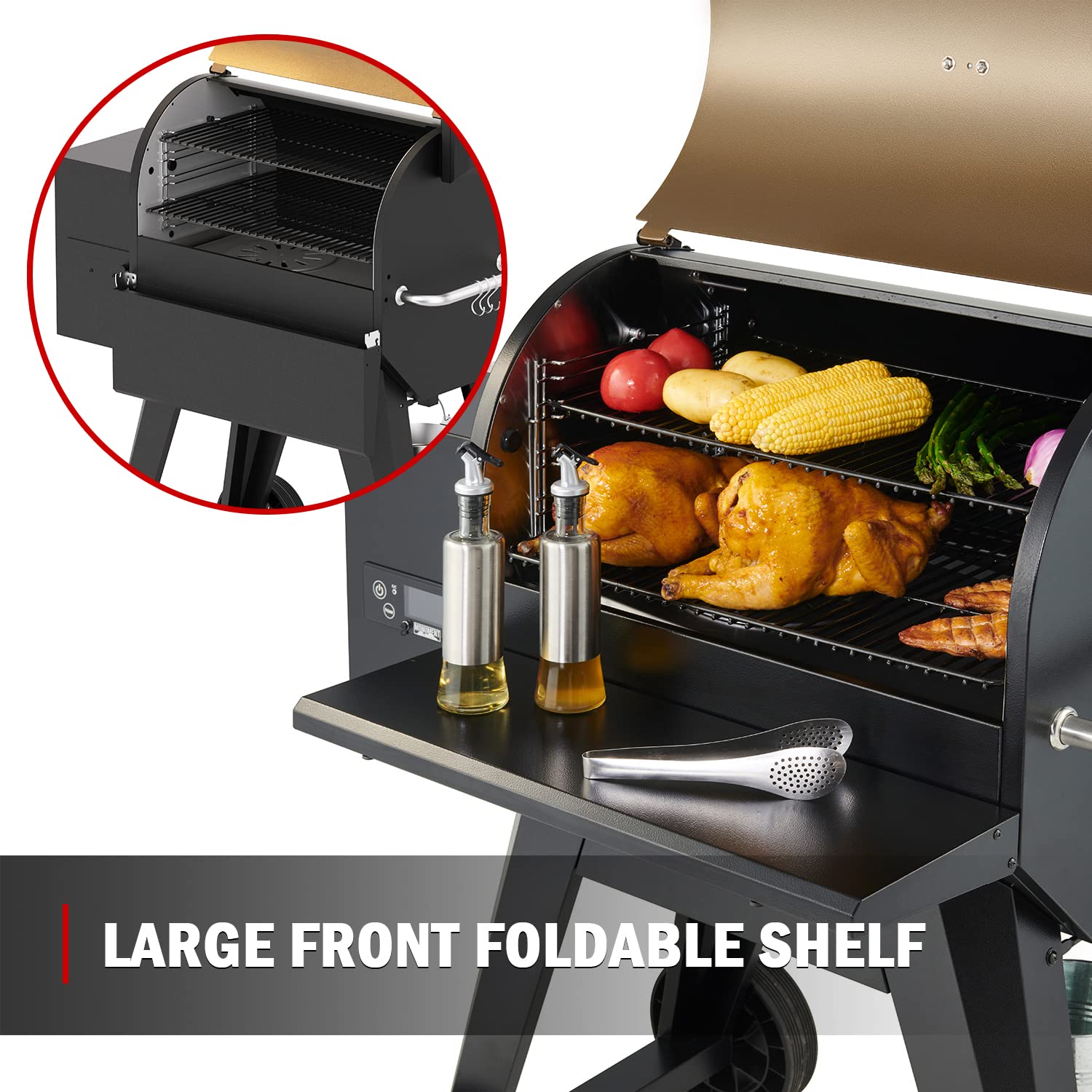 Monument Grills 86030 Wood Pellet Grill and Smoker - Bronze Outdoor BBQ Grill with Chimney for Backyard, Patio, and Tailgating | Perfect for Smoking, Grilling, and Roasting Meats