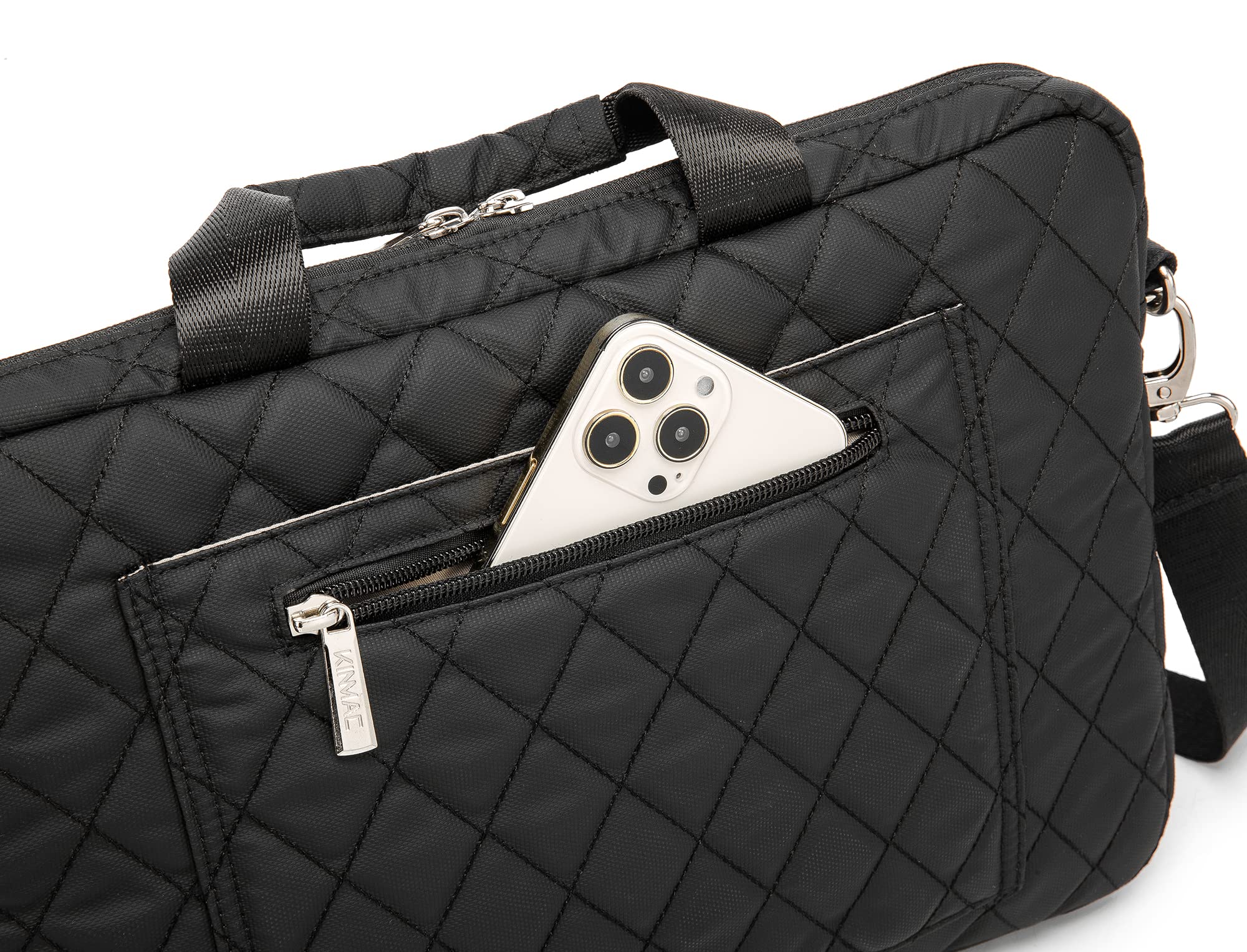Kinmac 360° Padded Laptop Shoulder Bag for 15.6-16 Inch Laptops - Compatible with LG Gram 16 & Other Ultrabooks (Black) - Perfect for Work, Travel & College Commutes