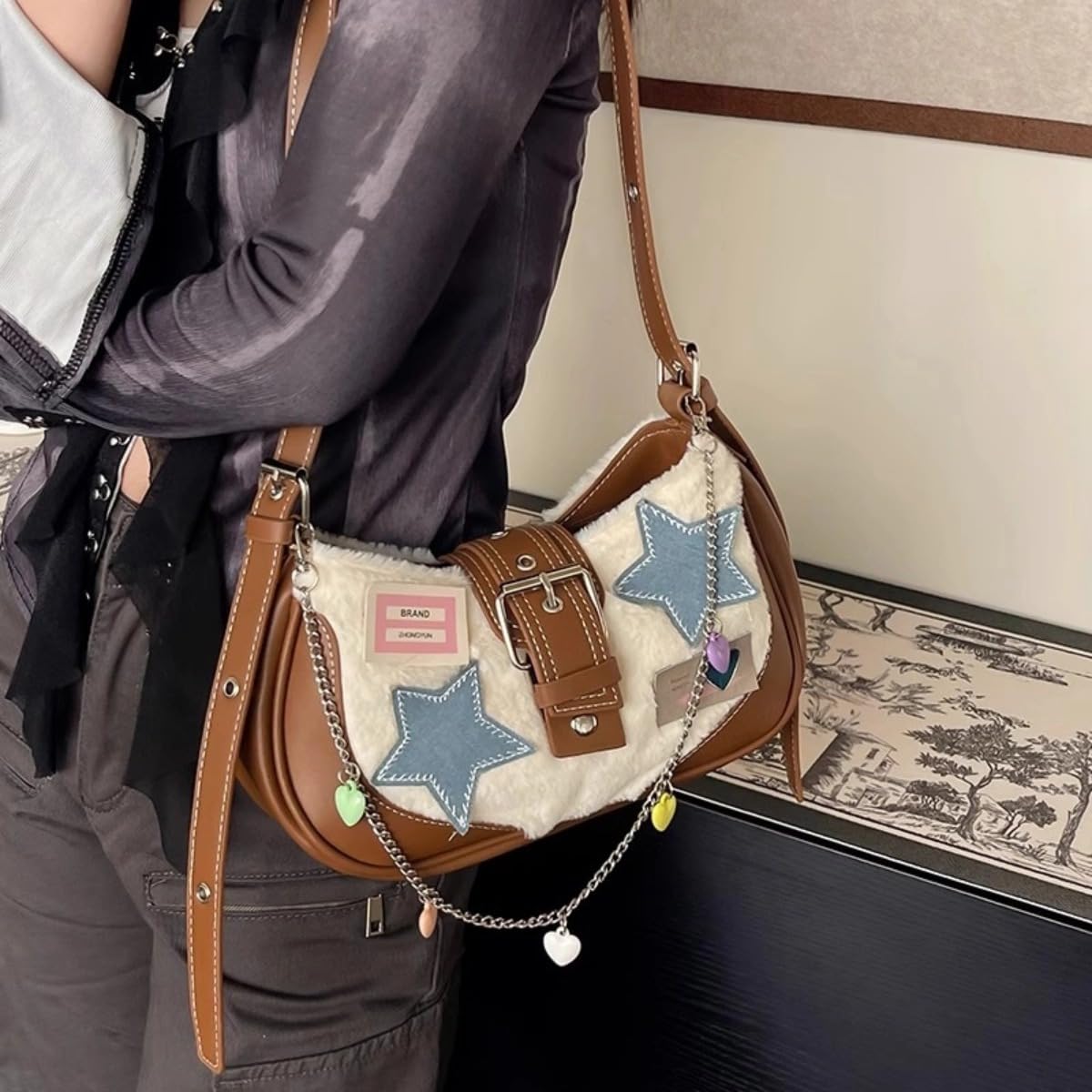 Y2K Star Purse - Cute Anime Japanese Gothic Shoulder Bag for Women & Teen Girls | Jpop Kpop Messenger Handbag Crossbody Bag | Perfect for School, Travel, Cosplay & Daily Use
