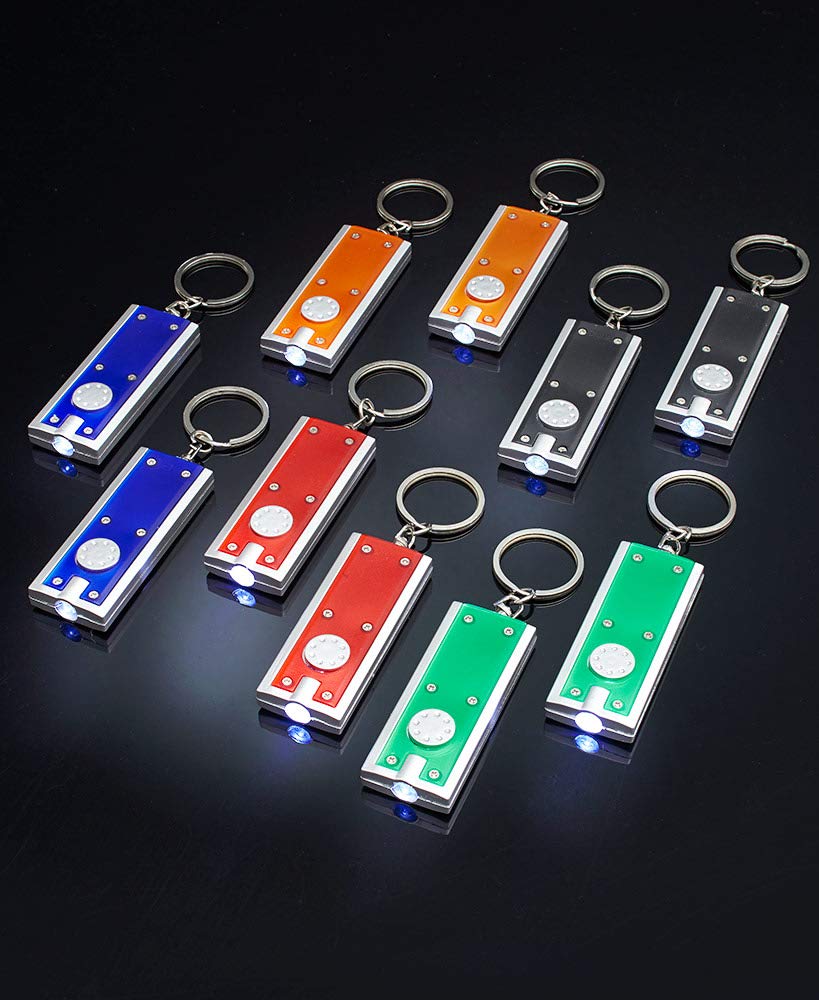 10-Pack Mini Keychain Flashlights with Button Press - Multicolor LED Lights for Camping, Hiking, Emergency Kits & Nighttime Safety