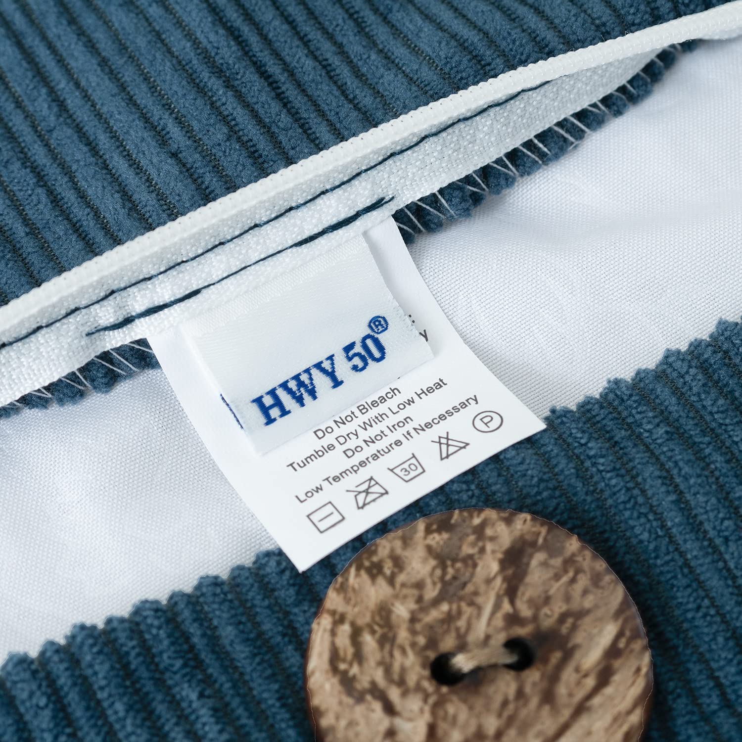 HWY 50 Blue Decorative Throw Pillow Covers 18x18 Inch - Soft Chenille Couch Pillow Covers Set with Triple Buttons, Accent Cushion Cases for Sofa, Bed, Living Room & Bedroom (Pack of 2) - Perfect for Home Decor, Cozy Reading Nook & Guest Room Styling