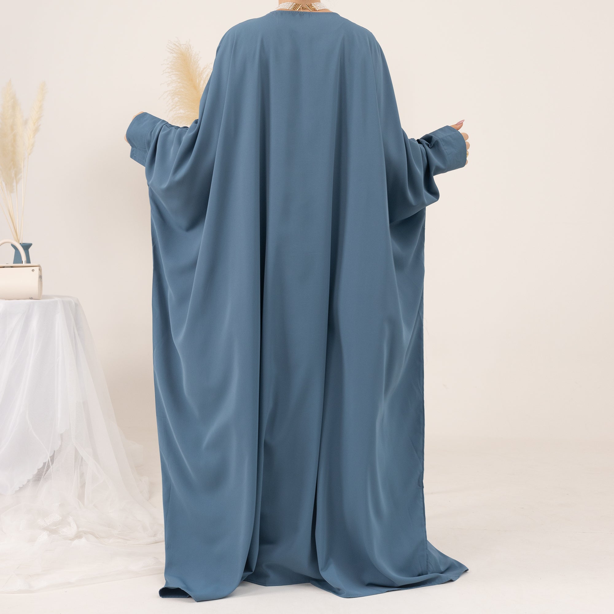 Amira Abaya Set for Women - Elegant Teal Islamic Prayer Dress with Scarf - Perfect for Eid, Ramadan, and Mosque Wear