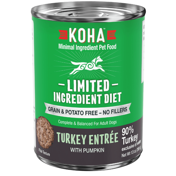 KOHA LID Turkey Entrée Canned Dog Food - Grain-Free, Limited Ingredient Diet for Sensitive Stomachs - Perfect for Dogs with Allergies or Digestive Issues