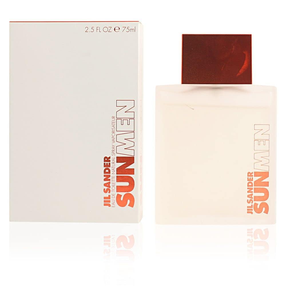 Jil Sander SUN Men's Eau de Toilette Spray - 2.5 oz (75 ml) Fresh Citrus Summer Cologne for Day & Night Wear - Perfect for Office, Date & Special Occasions
