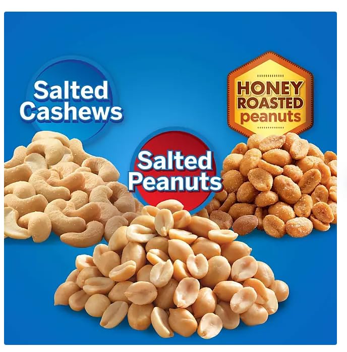 Maryse's Place Variety Pack of Salted Cashews, Salted Peanuts & Honey Roasted Peanuts - 24 Individually Packed Kosher Nut Snacks for Adults | On-the-Go, After School, Office & Travel Healthy Snacking