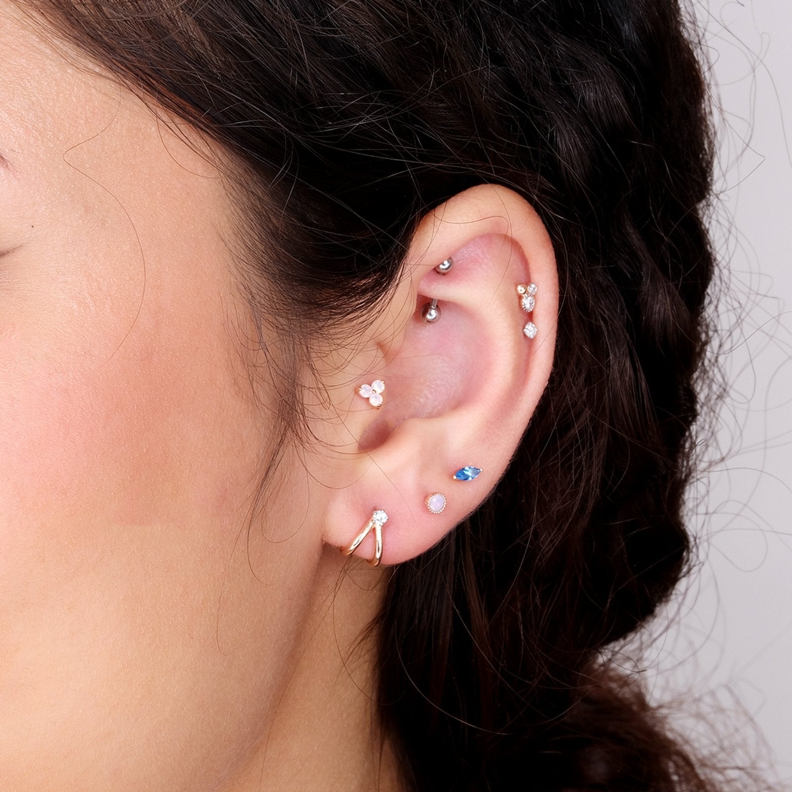 14k Yellow Gold Pink Opal Flat Back Stud Earrings with Milgrain Detail - Perfect for Everyday Wear, Gift Giving & Special Occasions