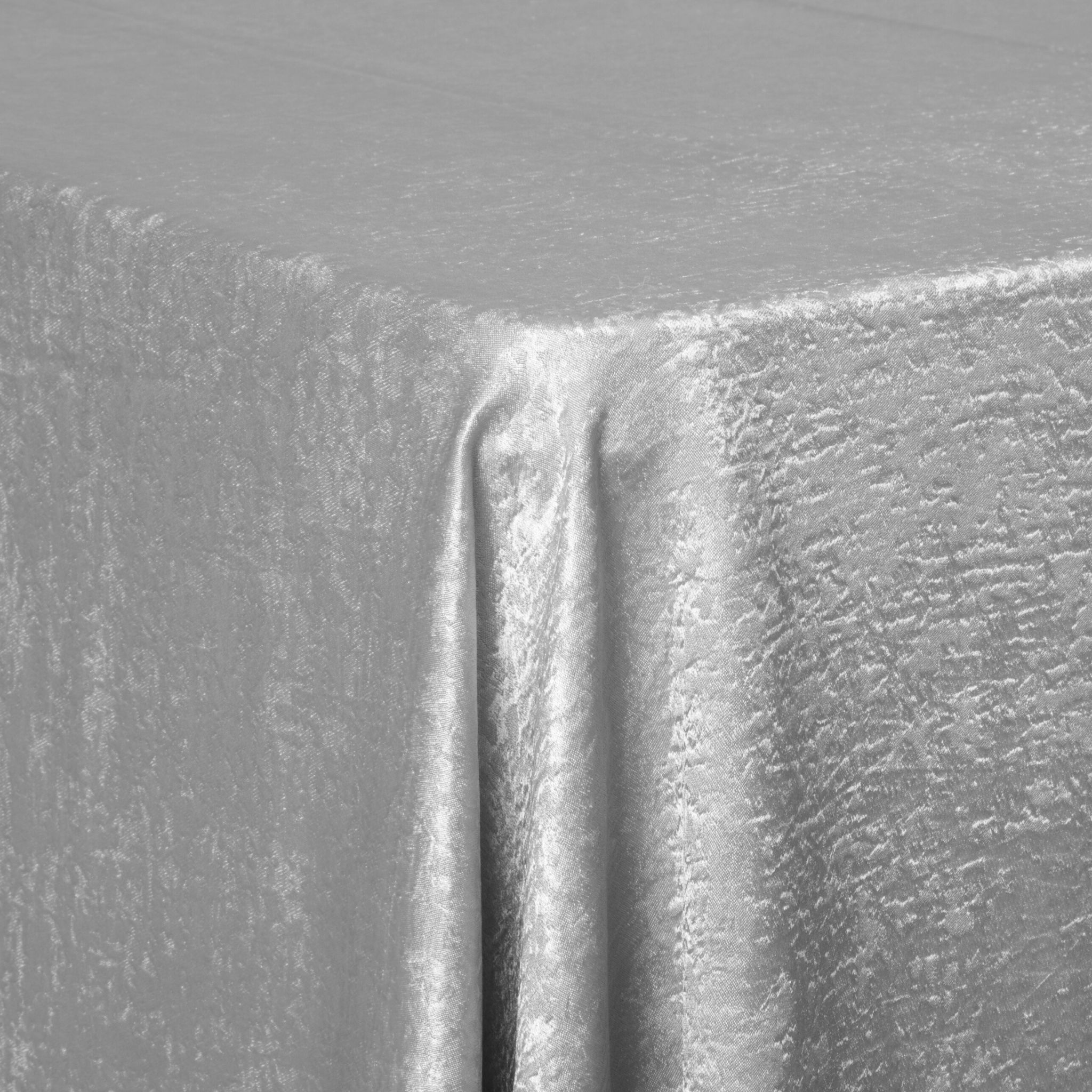 90x132 Inch Crinkle Shimmer Rectangular Tablecloth in Silver - Elegant Dining & Party Decor for Weddings, Holidays & Special Events