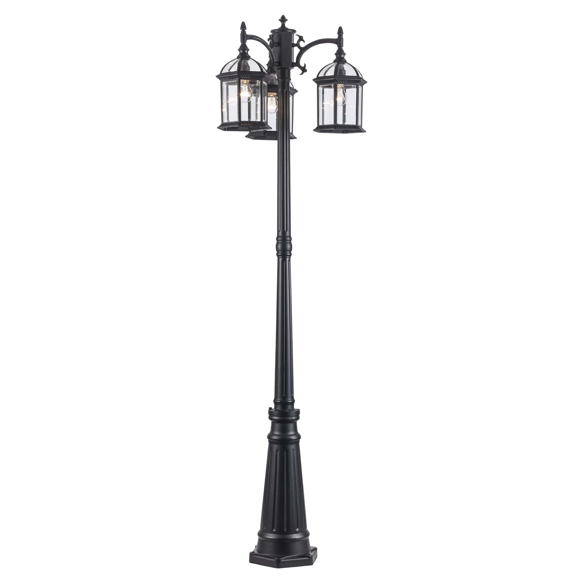 Trans Globe Lighting TG4189 BK Wentworth Collection - 3-Light Outdoor Lantern Post Mount in Black Finish | Traditional Style Light Fixture for Porch, Garden & Pathway Lighting
