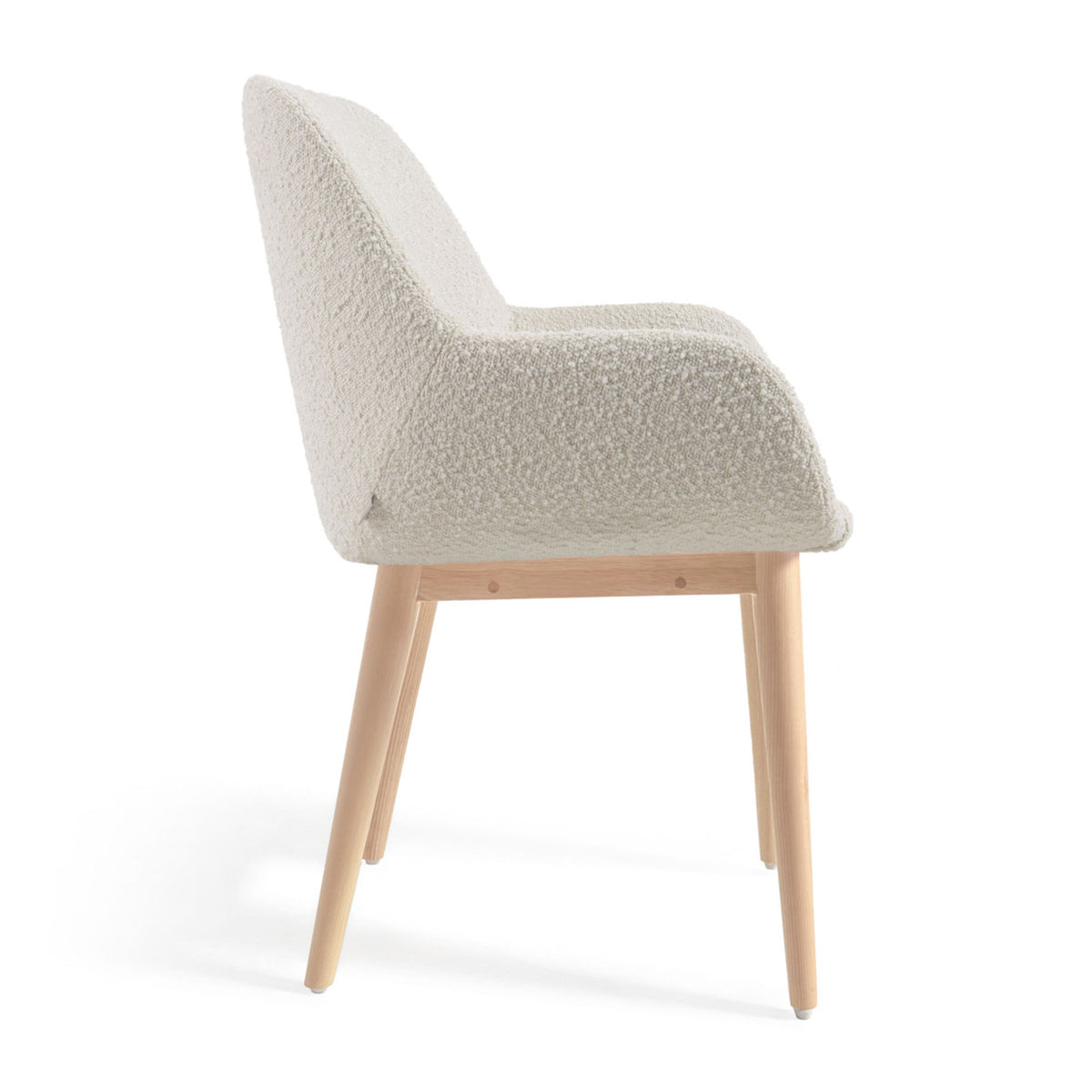 Konna Boucle Dining Chair - Modern Upholstered Accent Chair for Kitchen, Dining Room & Office - Soft Textured Fabric & Sturdy Wooden Legs