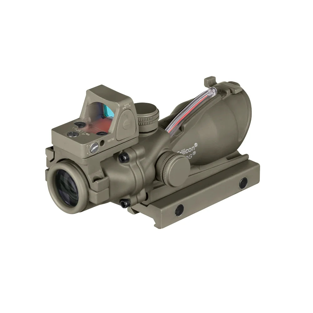 ACOG 4X32 Rifle Scope with Red/Green Fiber Optics - Cross & Arrow Reticle for AR15, .308, .556, .22LR - Perfect for Hunting, Tactical Shooting & Long-Range Precision