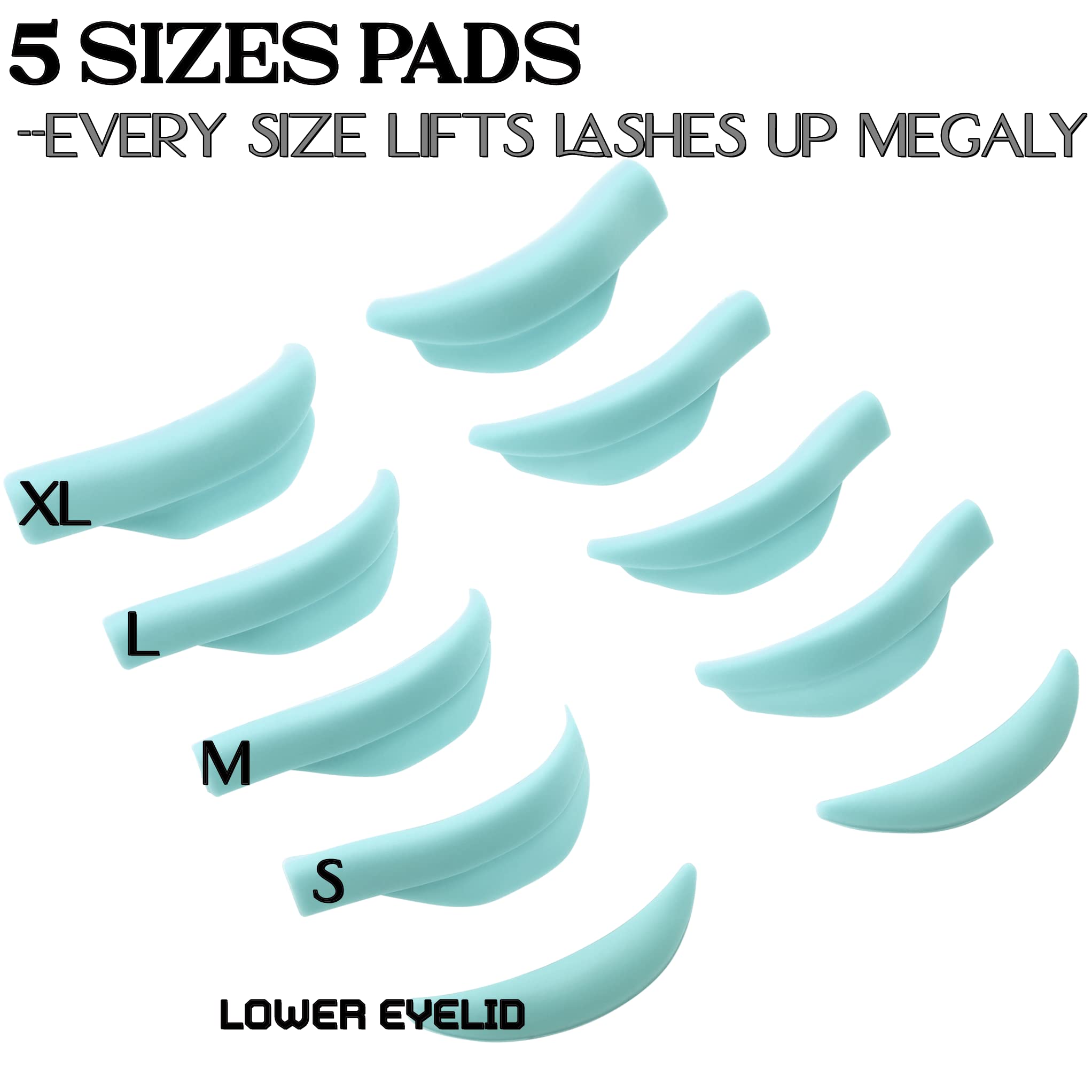 Professional Lash Lift Rods & Eyelash Perm Pads - 6 Sizes for All Eye Shapes, Mega L Curl Lamination Shield for Long-Lasting Volume (100 Uses) - Perfect for Salon & Home Lash Treatments