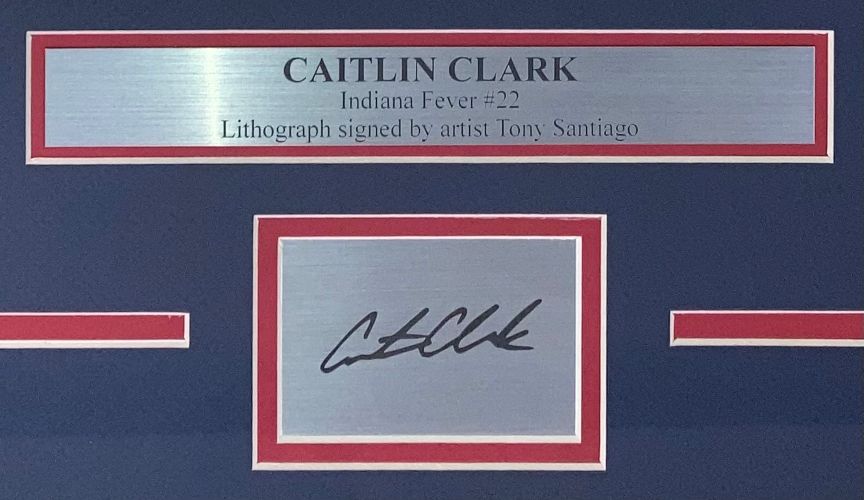 Authentic Caitlin Clark Framed 13x19 Fever Lithograph - Hand Signed by Tony Santiago with Laser Authentication - Perfect for Basketball Memorabilia Collections and Sports Fan Gifts