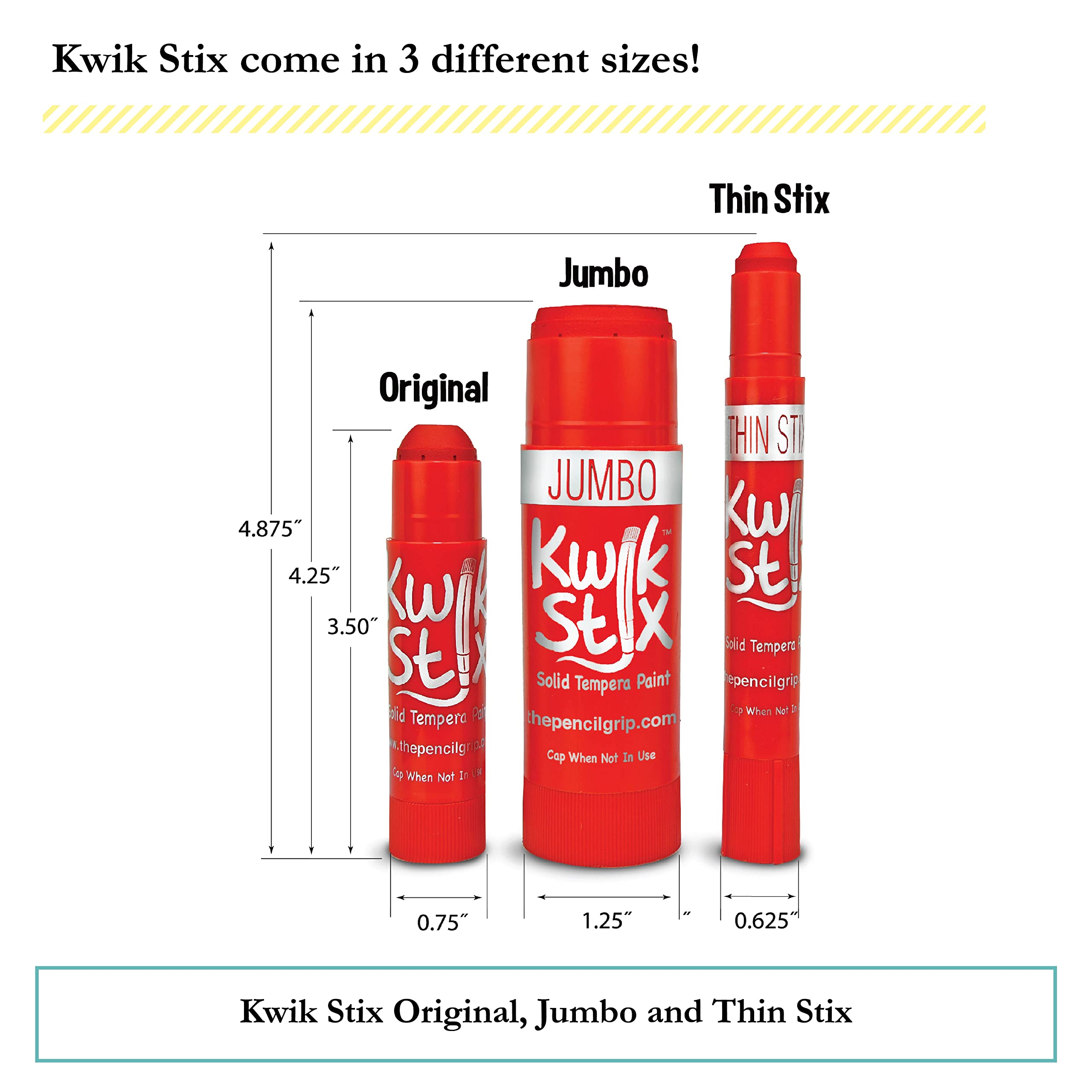 The Pencil Grip Kwik Stix Thin Tempera Paint Pens - 6 Classic Colors, Fast Drying Non-Toxic Tempera Paint Sticks for Kids | Perfect for Classroom Art Projects, DIY Crafts & Home School Activities