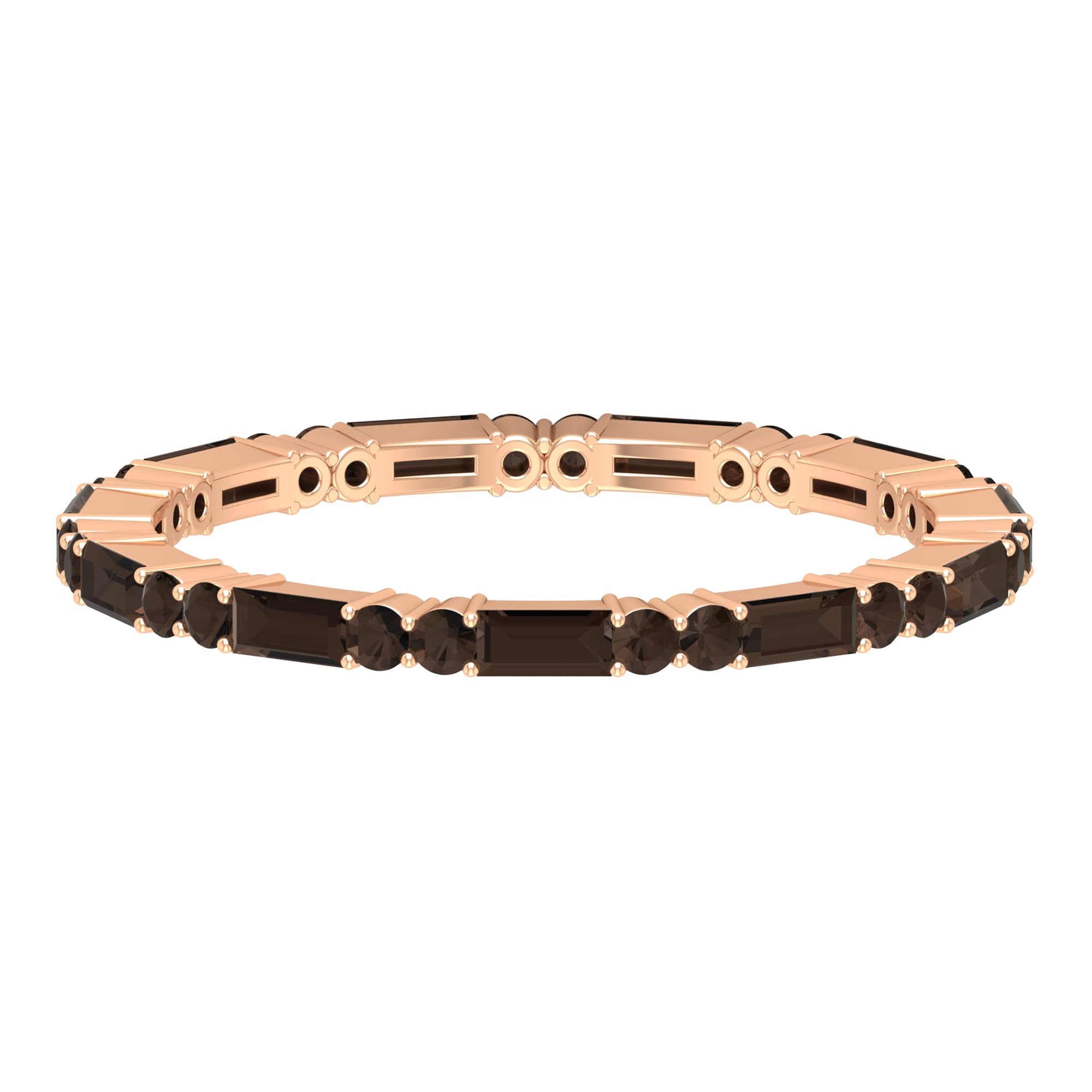 1 CT Smoky Quartz Full Eternity Ring - 14K Solid Gold June Birthstone Wedding Band for Women, Anniversary Gift, Stackable Ring for Everyday Wear & Special Occasions