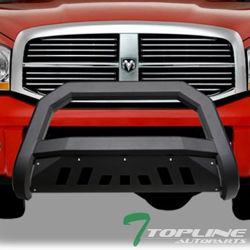 2006-2008 Dodge Ram 1500 Matte Black AVT Style Bull Bar with Skid Plate - Heavy Duty Front Bumper Guard for Off-Road Protection & Truck Accessories - Perfect for Adventure, Hunting & Outdoor Activities