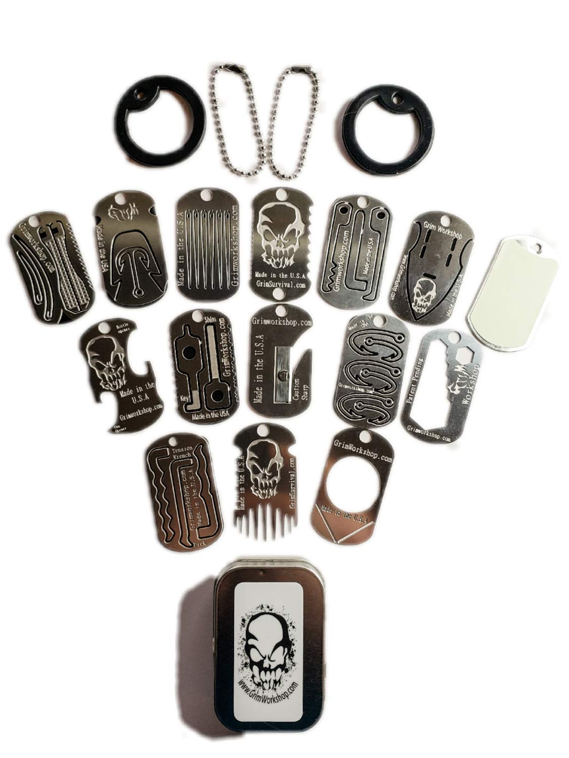 Grim Dog Tag Survival Necklace - Compact EDC Kit for Outdoor Adventures, Emergency Preparedness & Everyday Carry