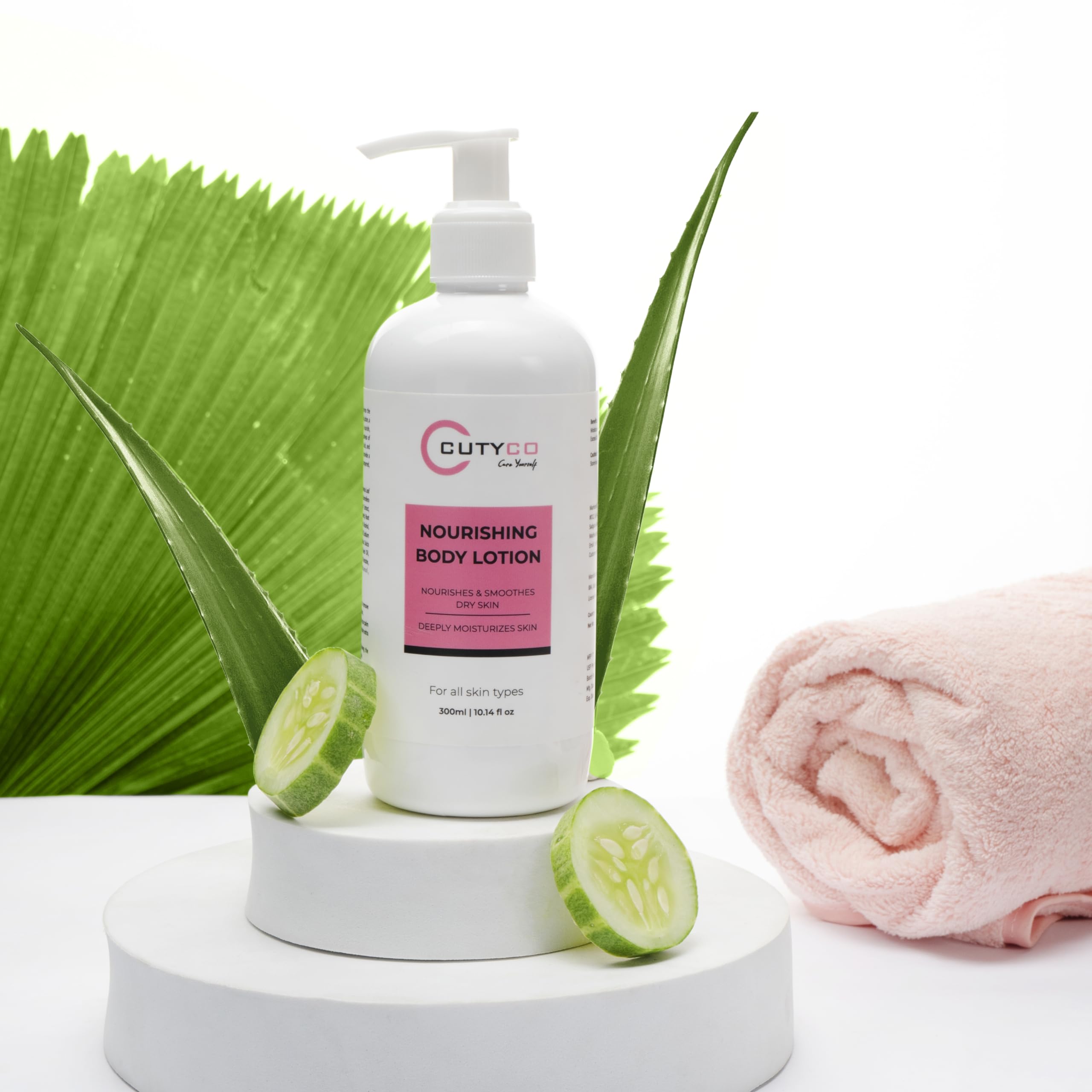 CUTYCO Hydrating Body Lotion with Cucumber Extract, Ashwagandha, Turmeric, Hyaluronic Acid & Niacinamide - 300ml for Glowing Skin | Moisturizing Dry Skin, Daily Hydration, Post-Shower Care