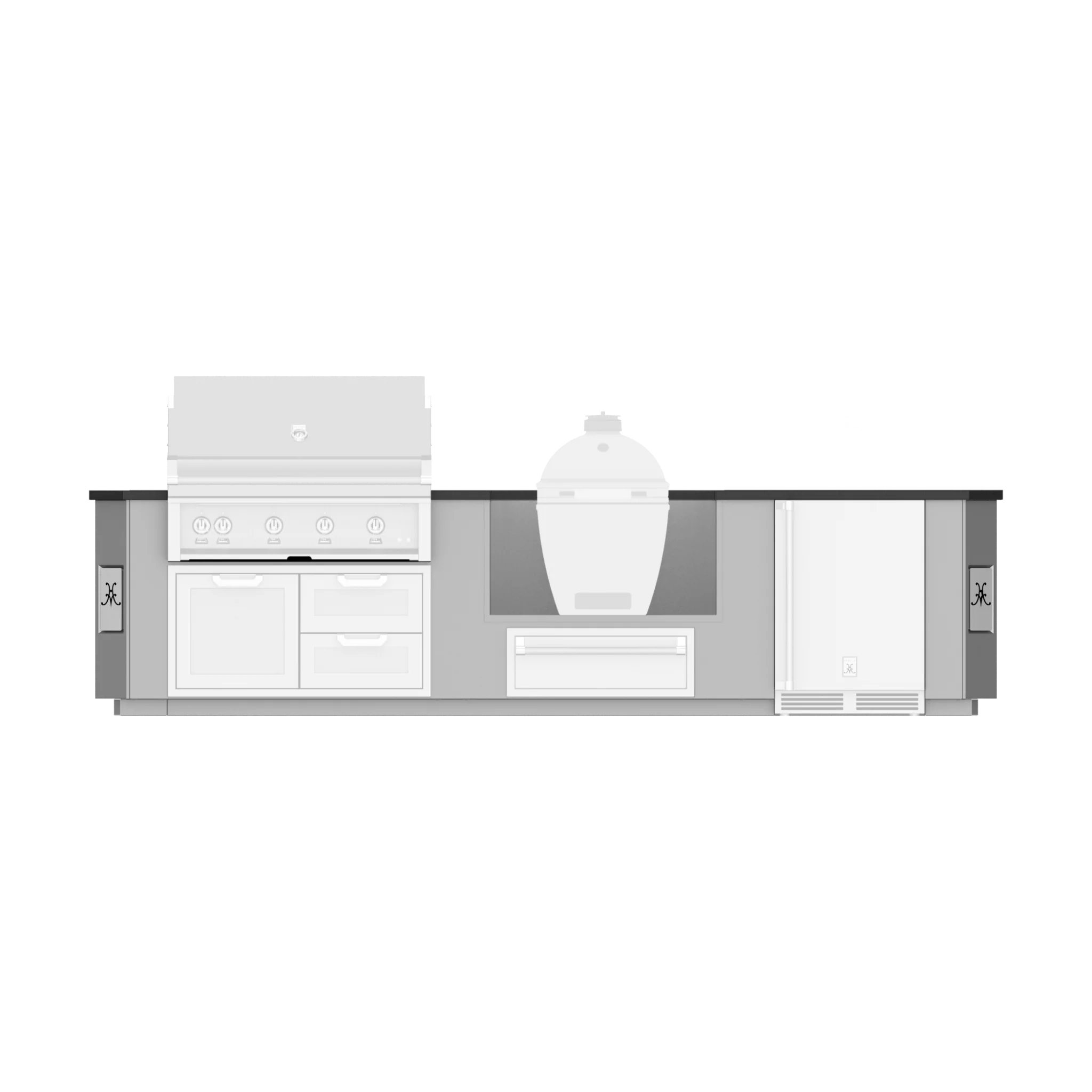 Hestan 12 Ft. GE Series Kitchen Island with Kamado Cutout - Premium Outdoor Cooking Station for Backyard BBQs and Patio Entertaining | GESK12
