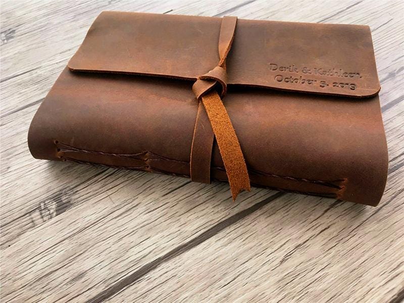 Custom Leather Photo Album - Personalized Memory Book for Weddings, Anniversaries & Baby Keepsakes | Handmade Scrapbook for Cherished Moments