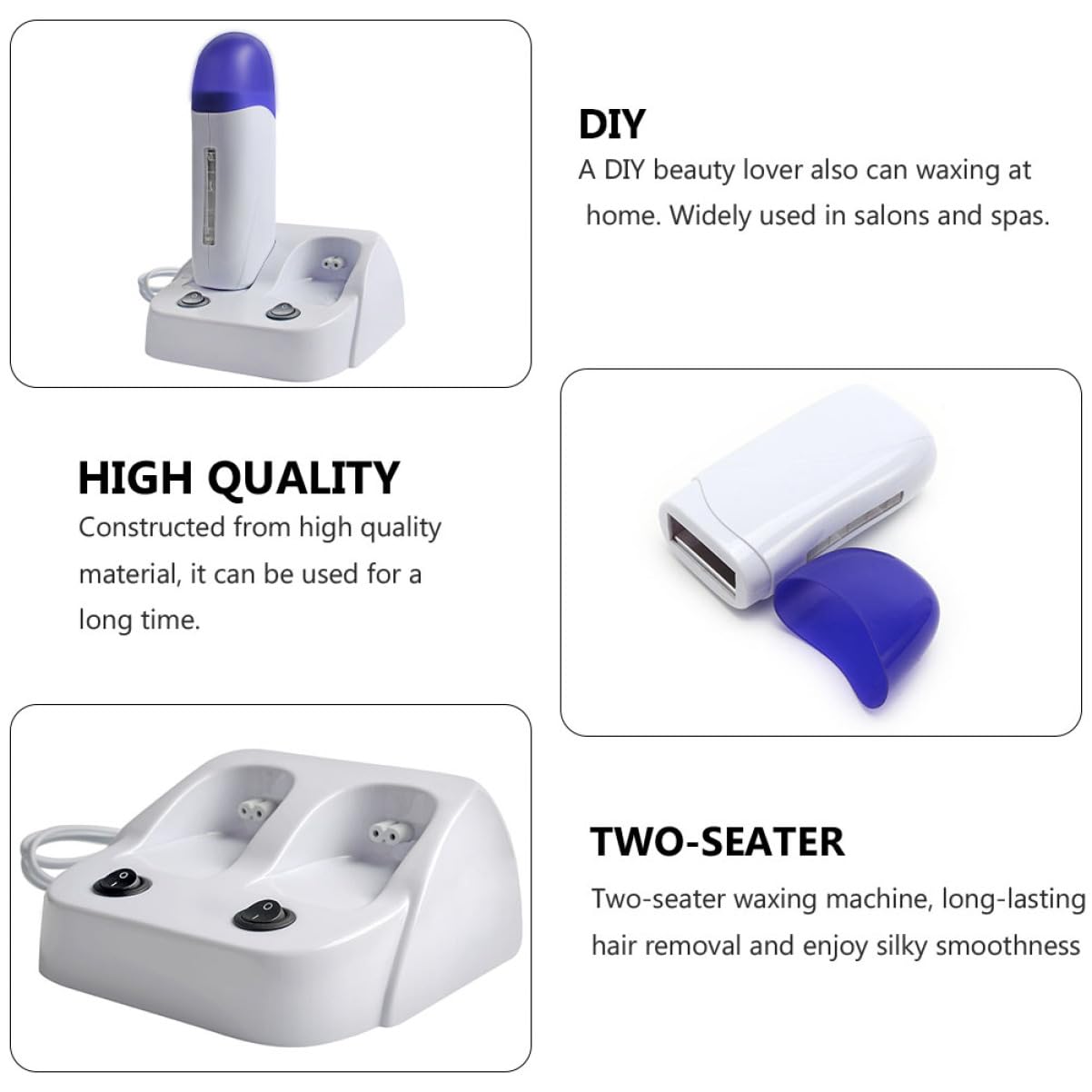 Professional Double Seat Wax Warmer Machine for Hair Removal - Compact & Sturdy Wax Melting Pot with US Plug - Perfect for Home Use, Salons & Spa Treatments
