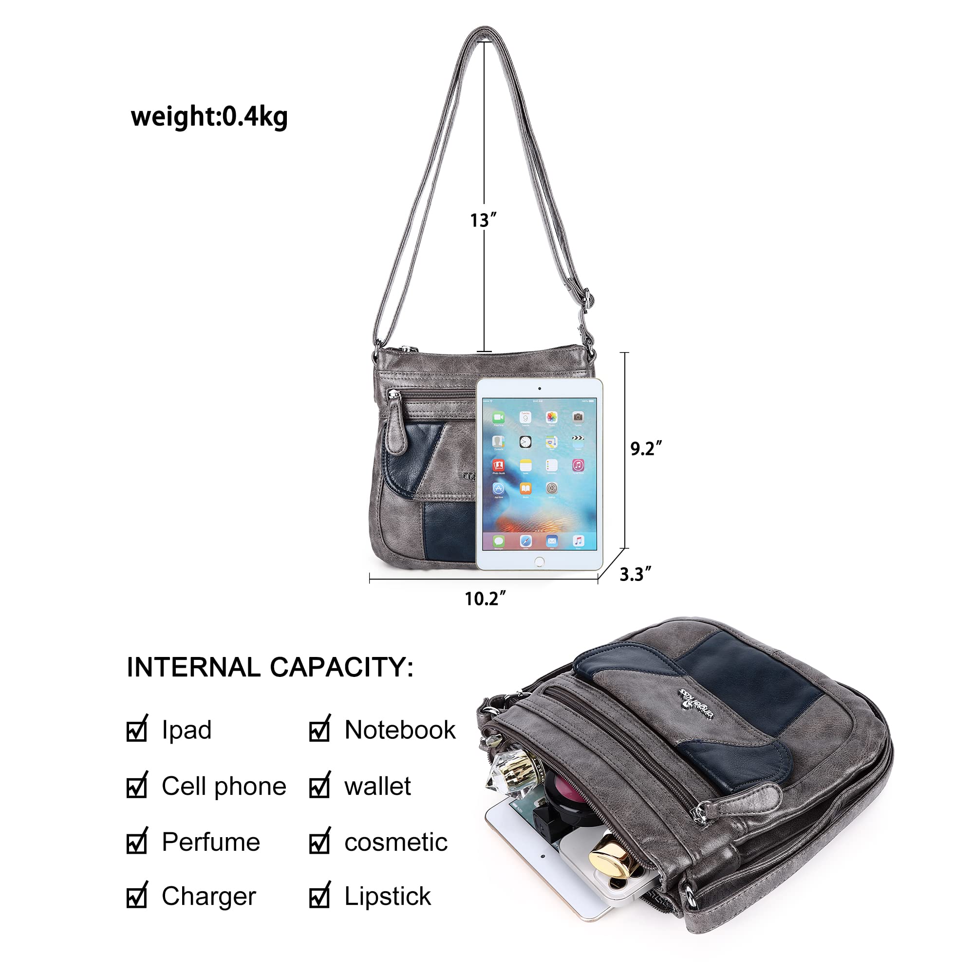 Angelkiss Small Leather Crossbody Bag for Women - Adjustable Shoulder Strap Hobo Purse - Perfect for Daily Use, Travel & Shopping