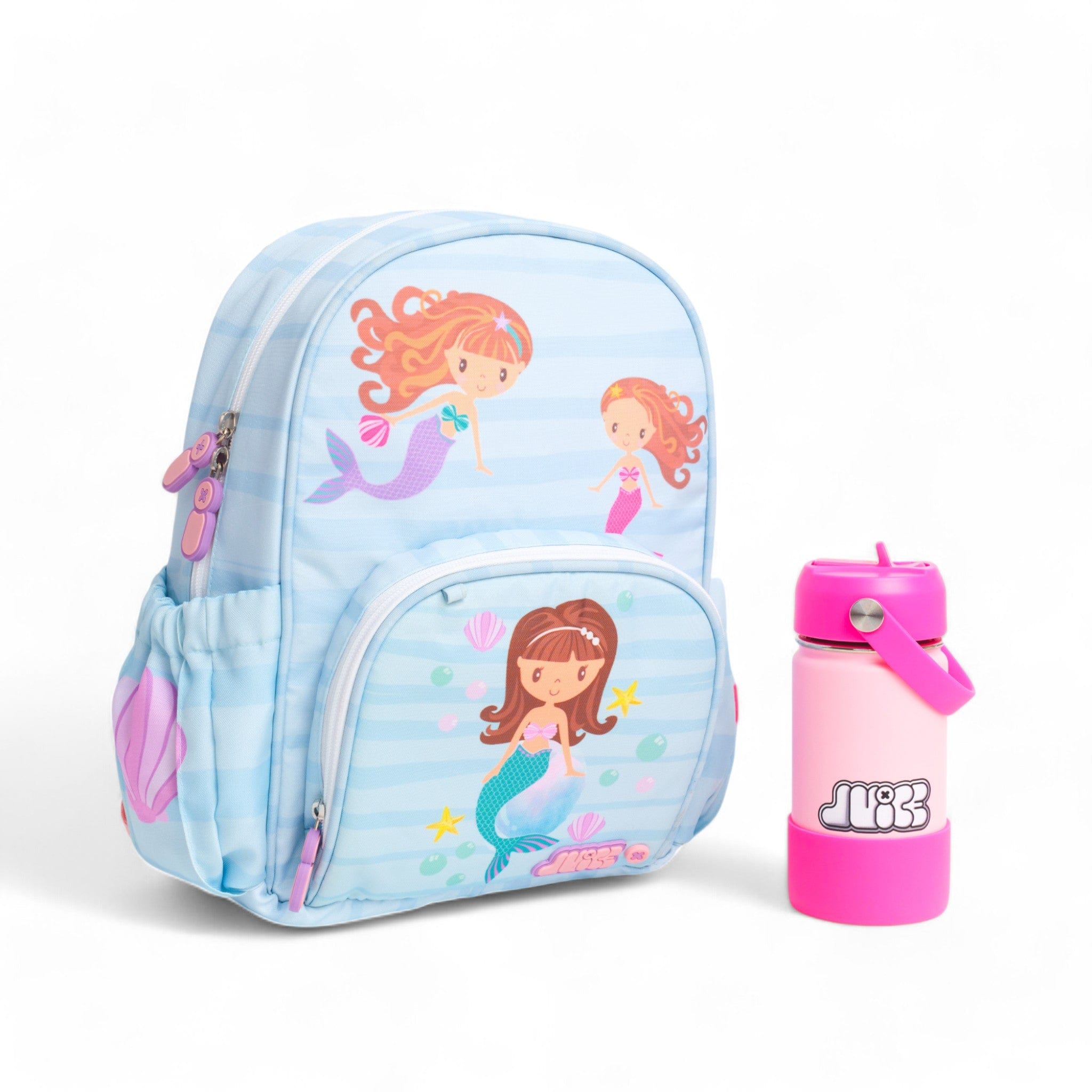 Mermaid Small Backpack with Water Bottle Set - Cute Kids School Bag & Hydration Combo for Girls, Beach Day, Swimming Lessons & Outdoor Adventures