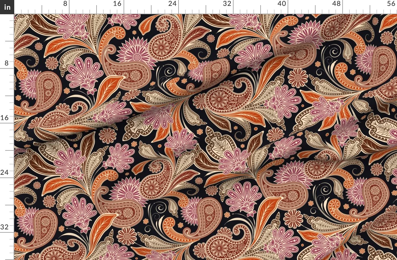 Paisley Flowers Pattern Fleece Fabric by The Yard - Soft Printed Fabric for Sewing Blankets, Loungewear & No-Sew DIY Projects - Perfect for Home Decor, Baby Clothes & Crafting