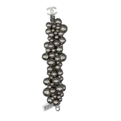 Chanel B13 S Silver CC Charm Cluster Ball Spheres Bracelet - Elegant Summer Jewelry for Women, Perfect for Parties, Weddings & Special Occasions