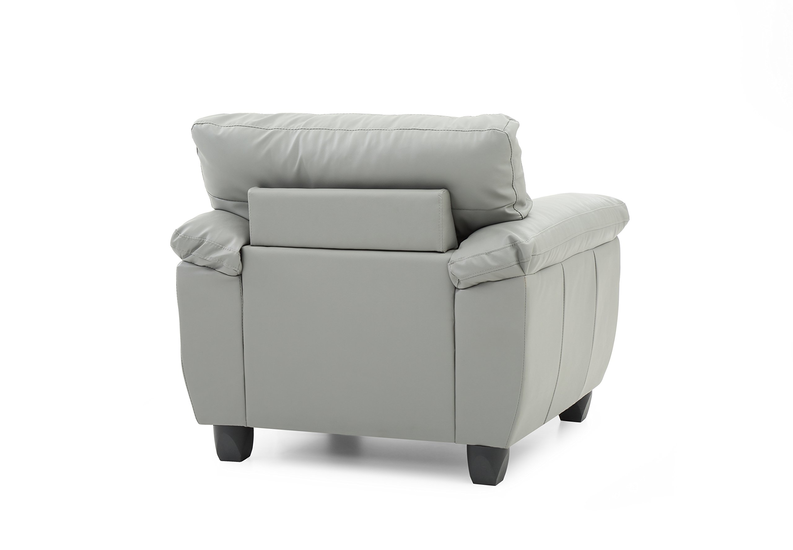 Premium Gray Faux Leather Upholstered Arm Chair - Modern Living Room Accent Chair for Home Office, Lounge & Reading Nook - Comfortable Mid-Century Style Seating by Glory Furniture