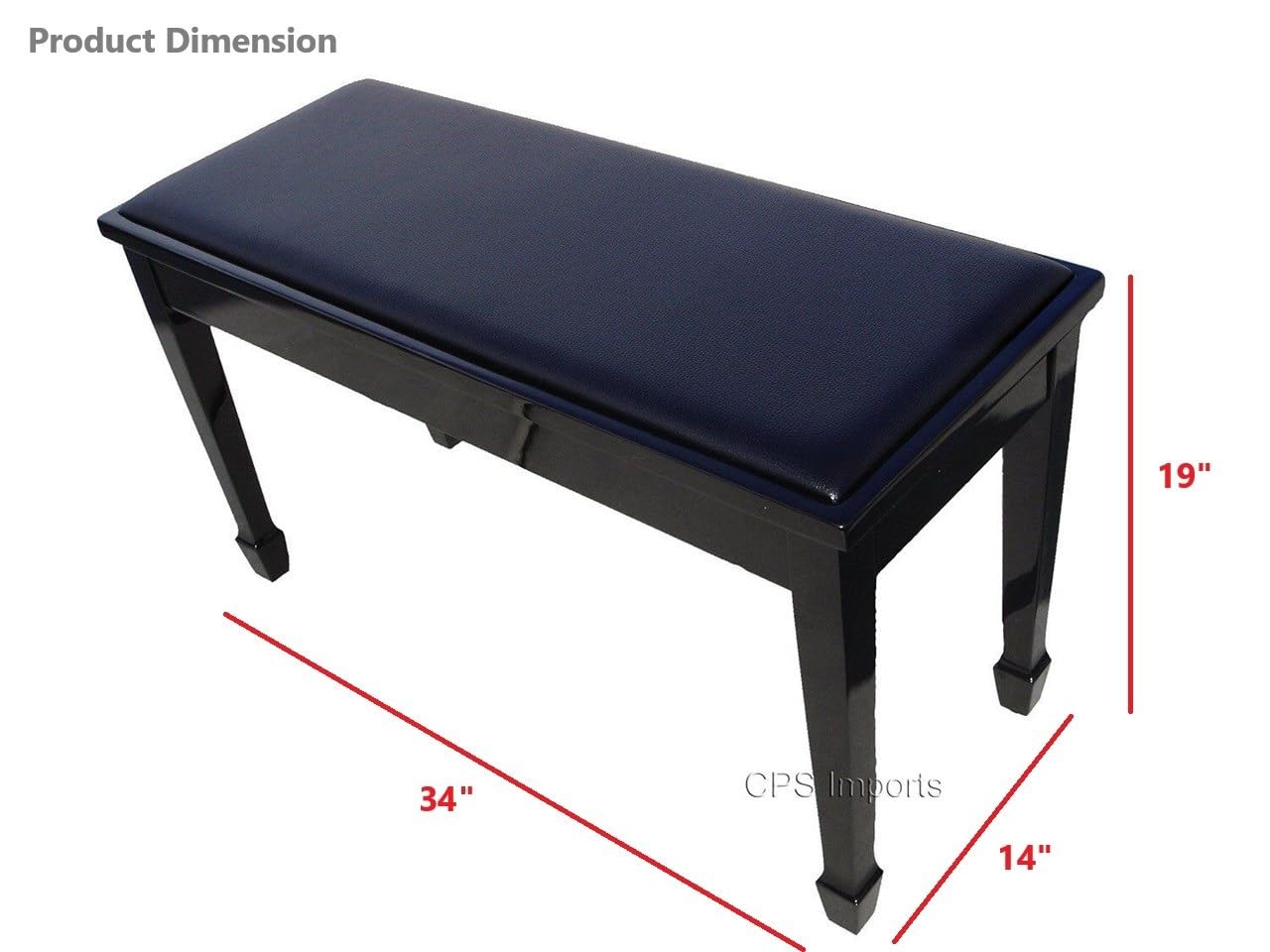 Premium Genuine Leather Ebony Concert Grand Piano Bench with Storage – Perfect for Home, Studio & Music Room
