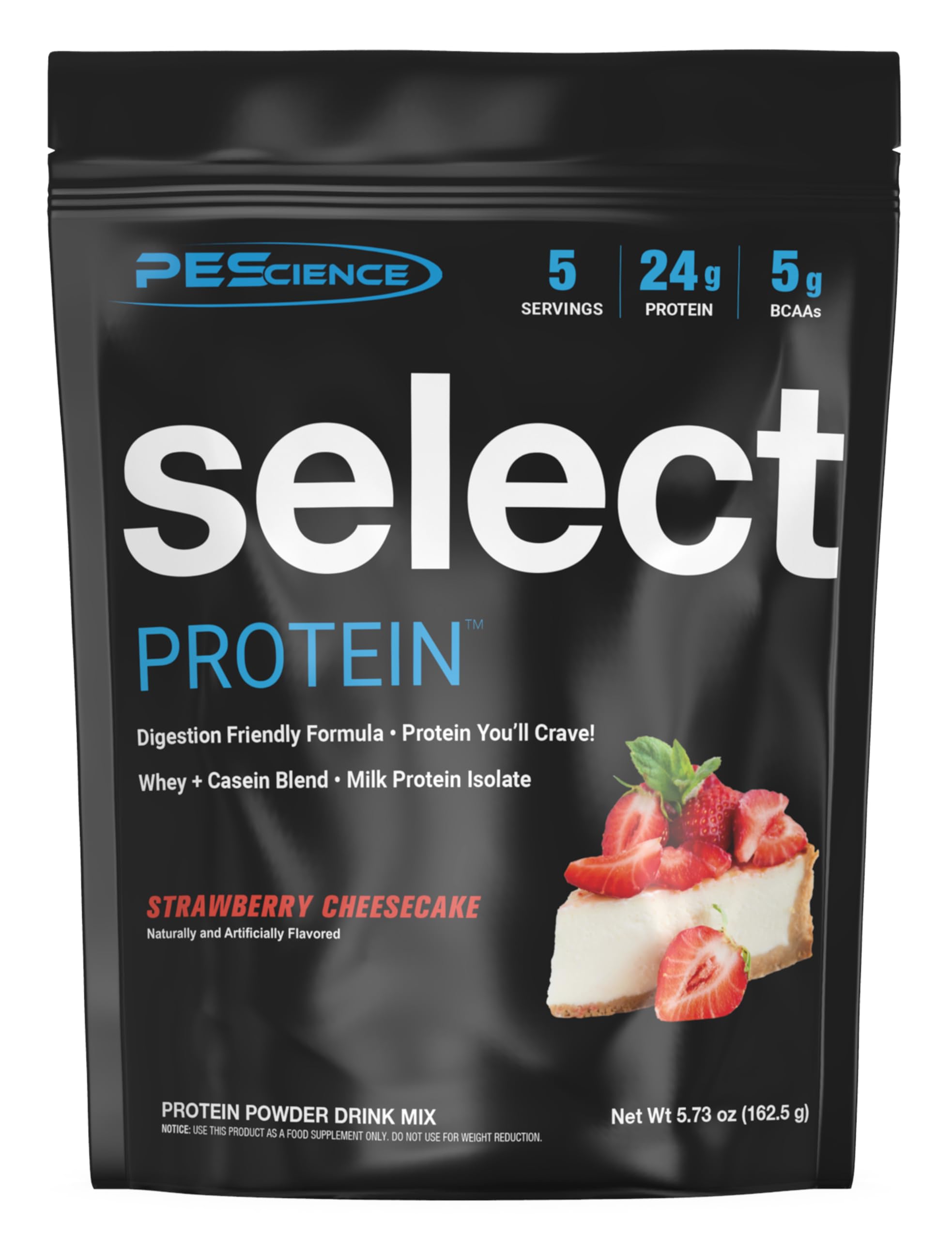 PEScience Select Low Carb Protein Powder - Strawberry Cheesecake Flavor, 5 Servings | Keto Friendly, Gluten Free | Perfect for Post-Workout Recovery & Weight Management
