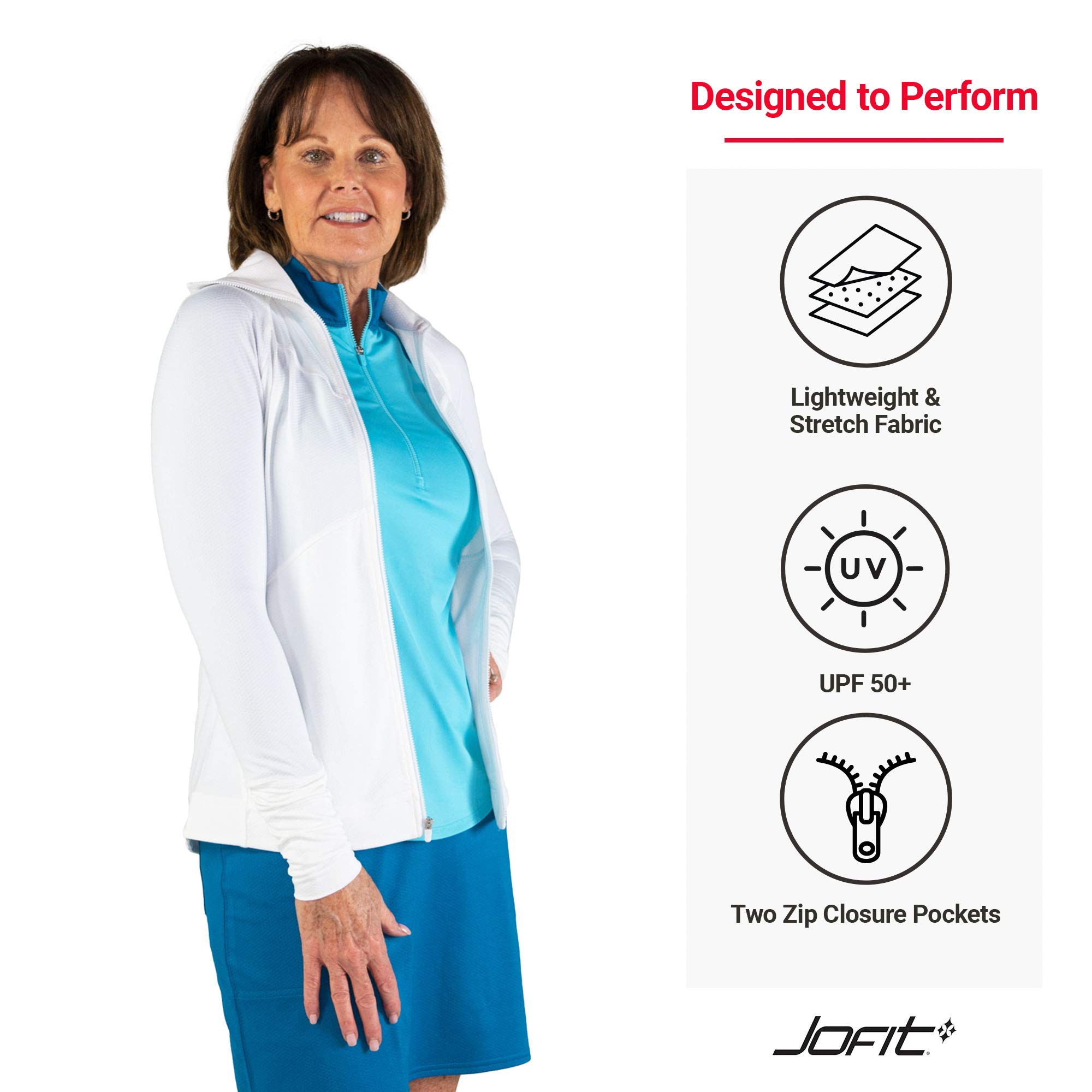 Jofit Women's Lightweight Athletic Jacket - Breathable Golf & Tennis Outerwear for Running, Hiking & Outdoor Sports
