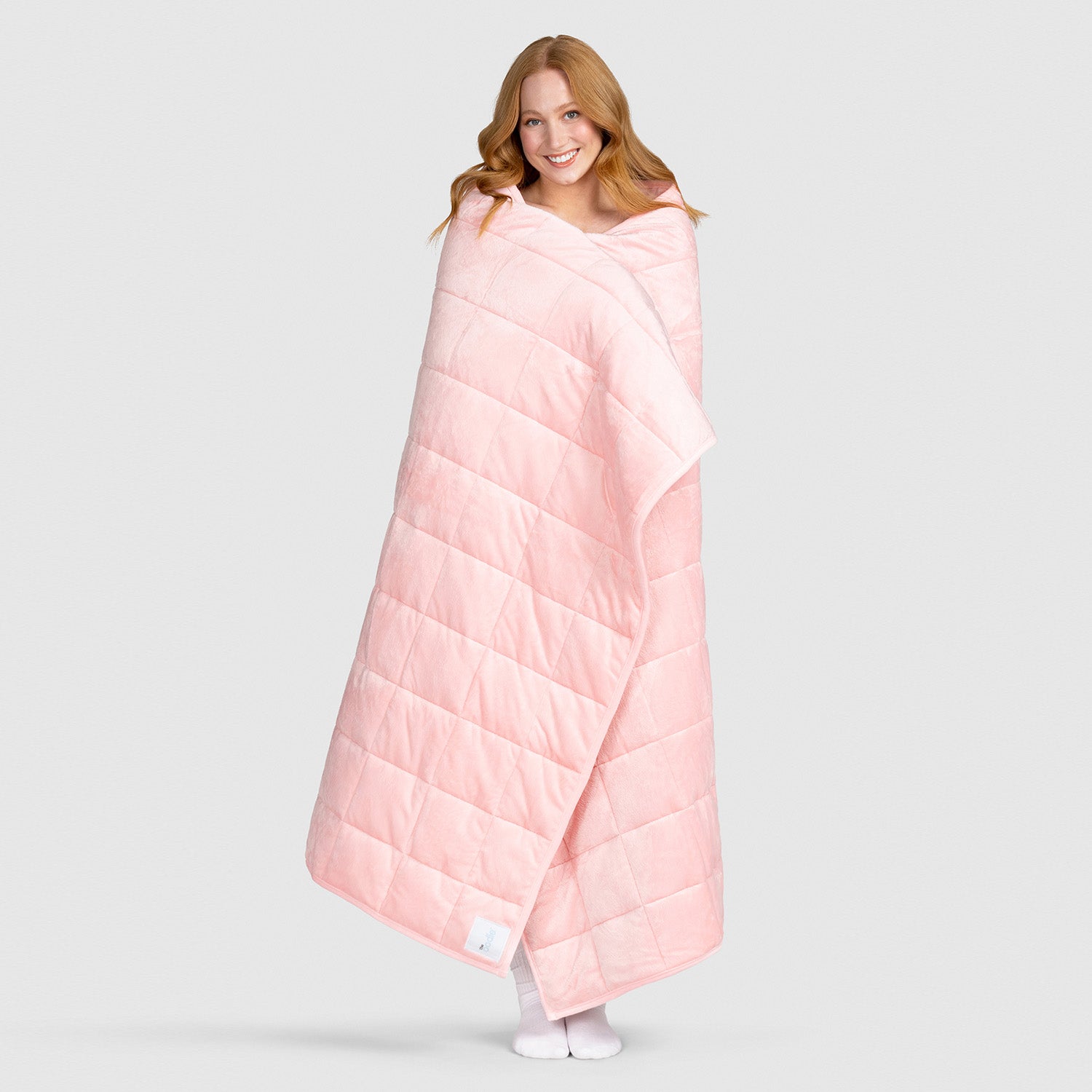 Cozy Pink Oodie Weighted Blanket for Adults - 15 lbs Heavy Blanket for Anxiety Relief & Better Sleep - Perfect for Relaxing on Couch, Bed or Travel
