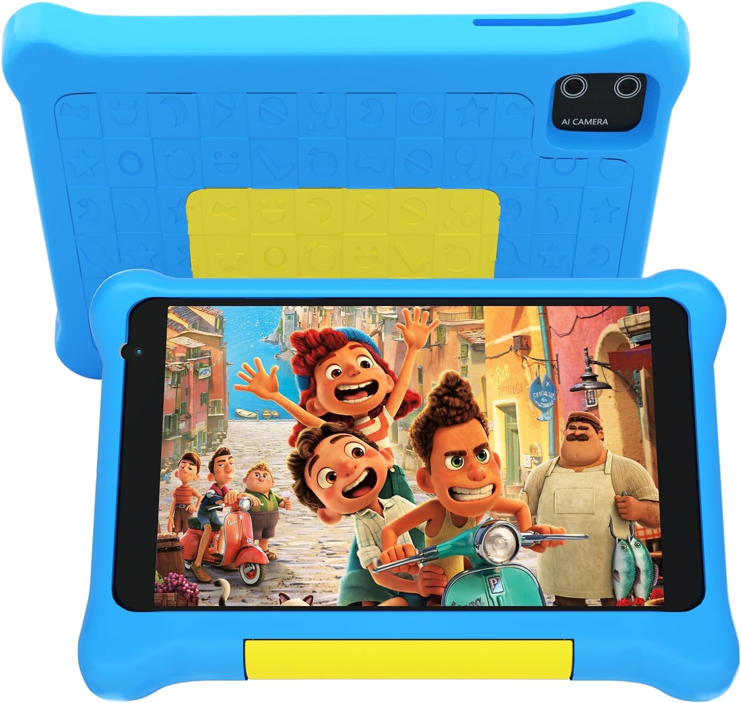HotLight 7 Inch Kids Tablet with Parental Control - Android 13, Quad-Core Processor, Dual Camera, WiFi & Bluetooth - Shockproof Protective Case (Blue) - Perfect for Learning, Games & Travel Entertainment