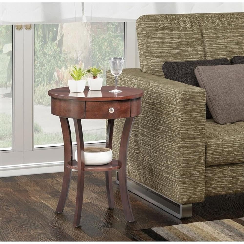 Home Square 1-Drawer End Table with Shelf in Espresso Wood Finish - Set of 2 | Modern Nightstand with Storage for Bedroom, Living Room & Office | Space-Saving Side Table for Small Spaces