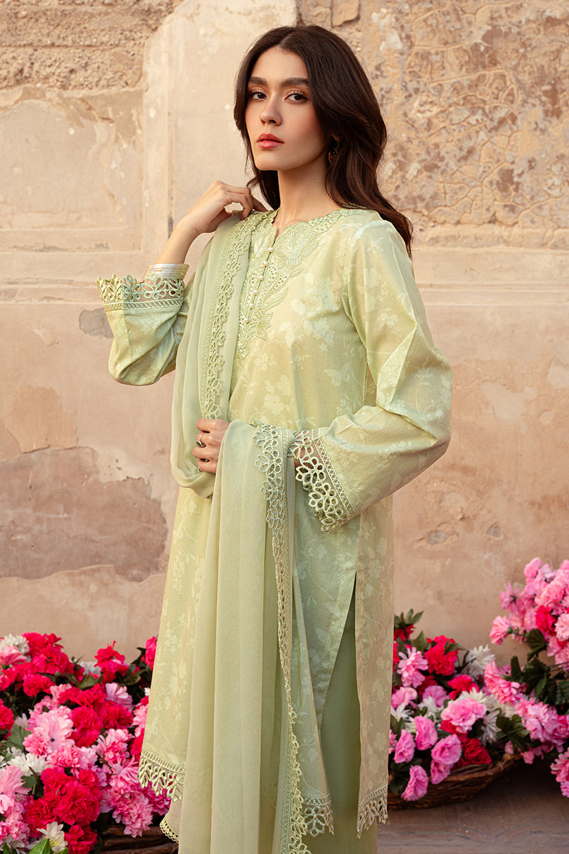 Misted Green 3-Piece Lawn Printed Suit for Women - Lightweight Summer Outfit for Weddings, Parties & Casual Wear