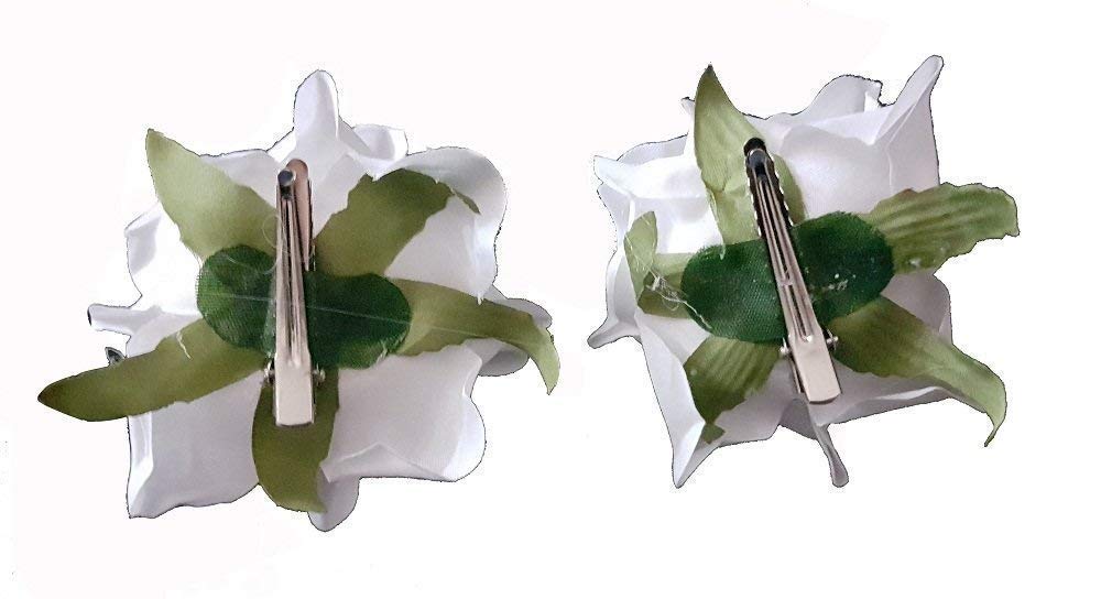 Elegant Floral Bridal Hair Pins for Women & Girls - Wedding Hair Accessories Set of 2 Pieces (White) | Perfect for Bridal Parties, Prom, and Special Occasions