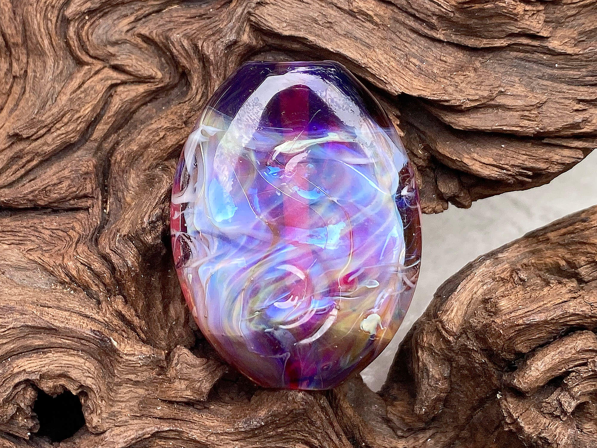 Plum Purple Opal Lampwork Focal Bead SRA - Handmade Glass Bead for Jewelry Making, DIY Crafts, Necklace & Bracelet Designs - Perfect for Beaders and Craft Enthusiasts
